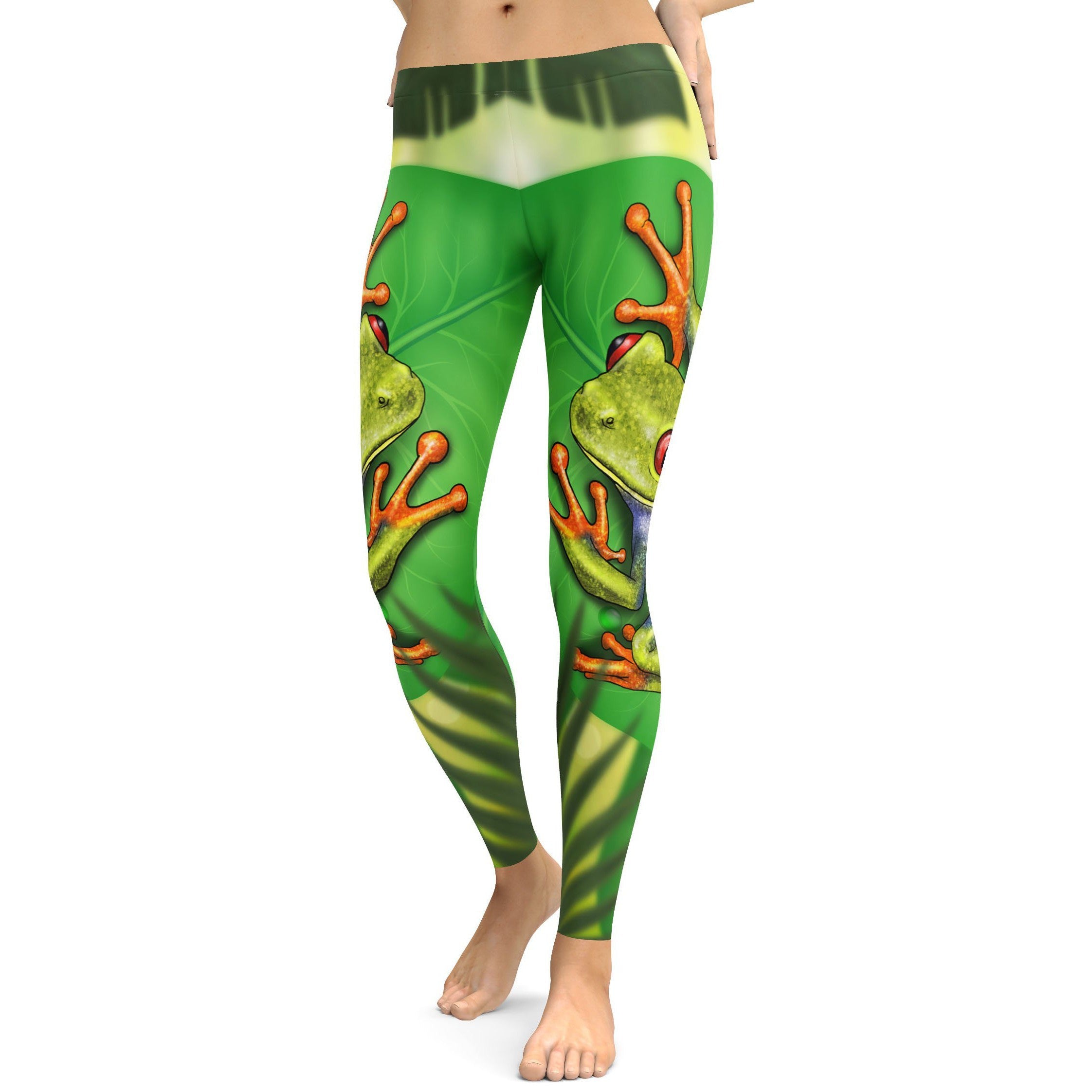 Green Tree Frog Leggings - GearBunch Leggings / Yoga Pants