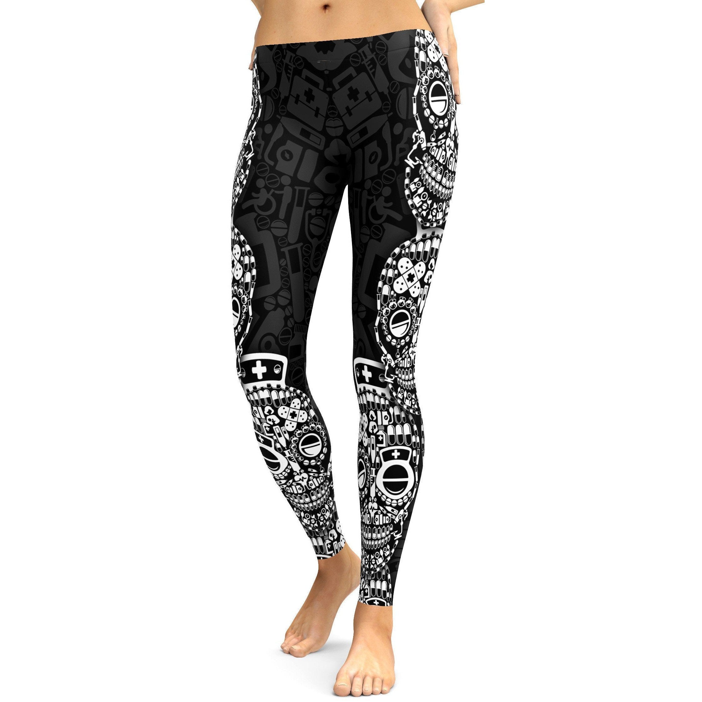 Nurse Skull Leggings - GearBunch Leggings / Yoga Pants