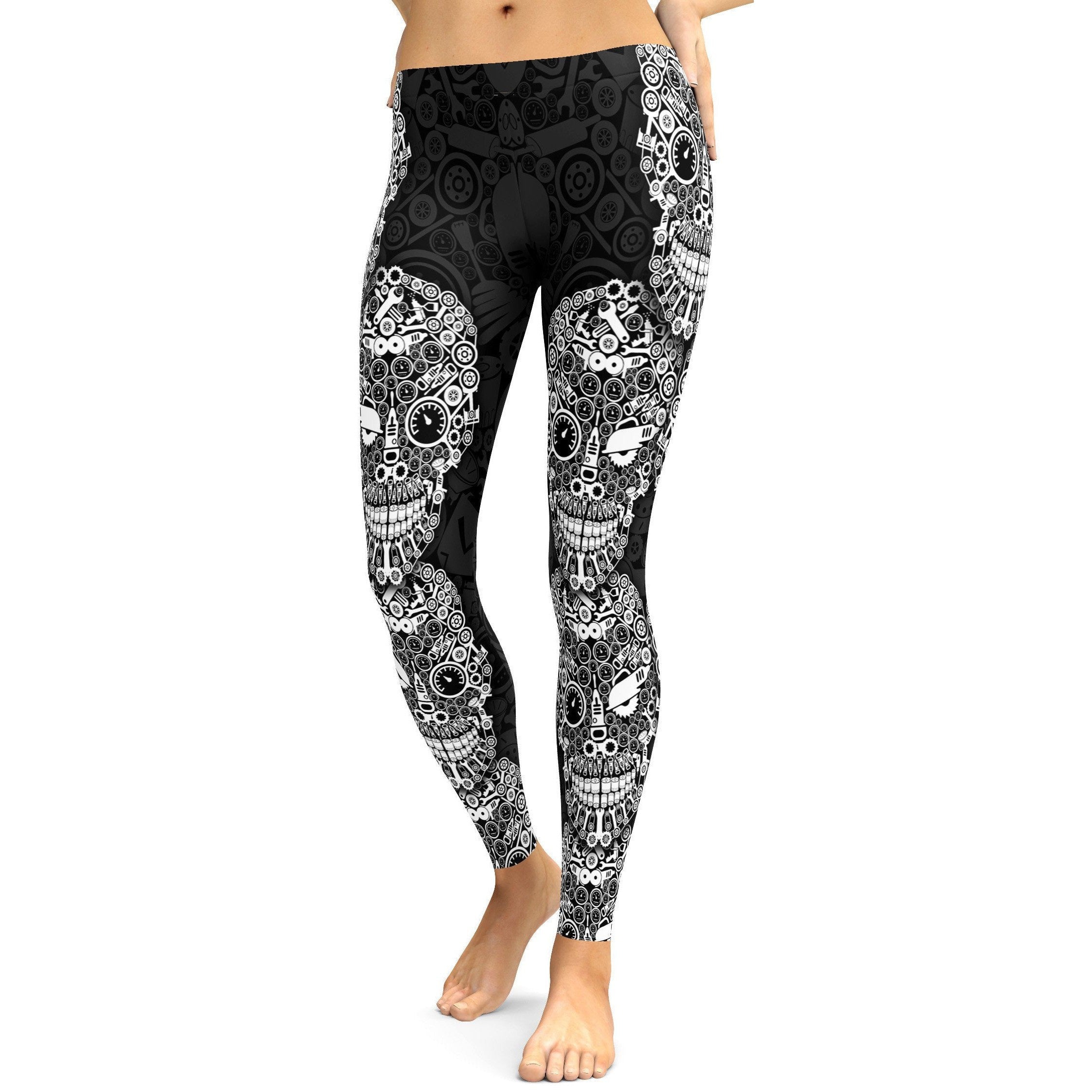 Mechanic Skull Leggings - GearBunch Leggings / Yoga Pants