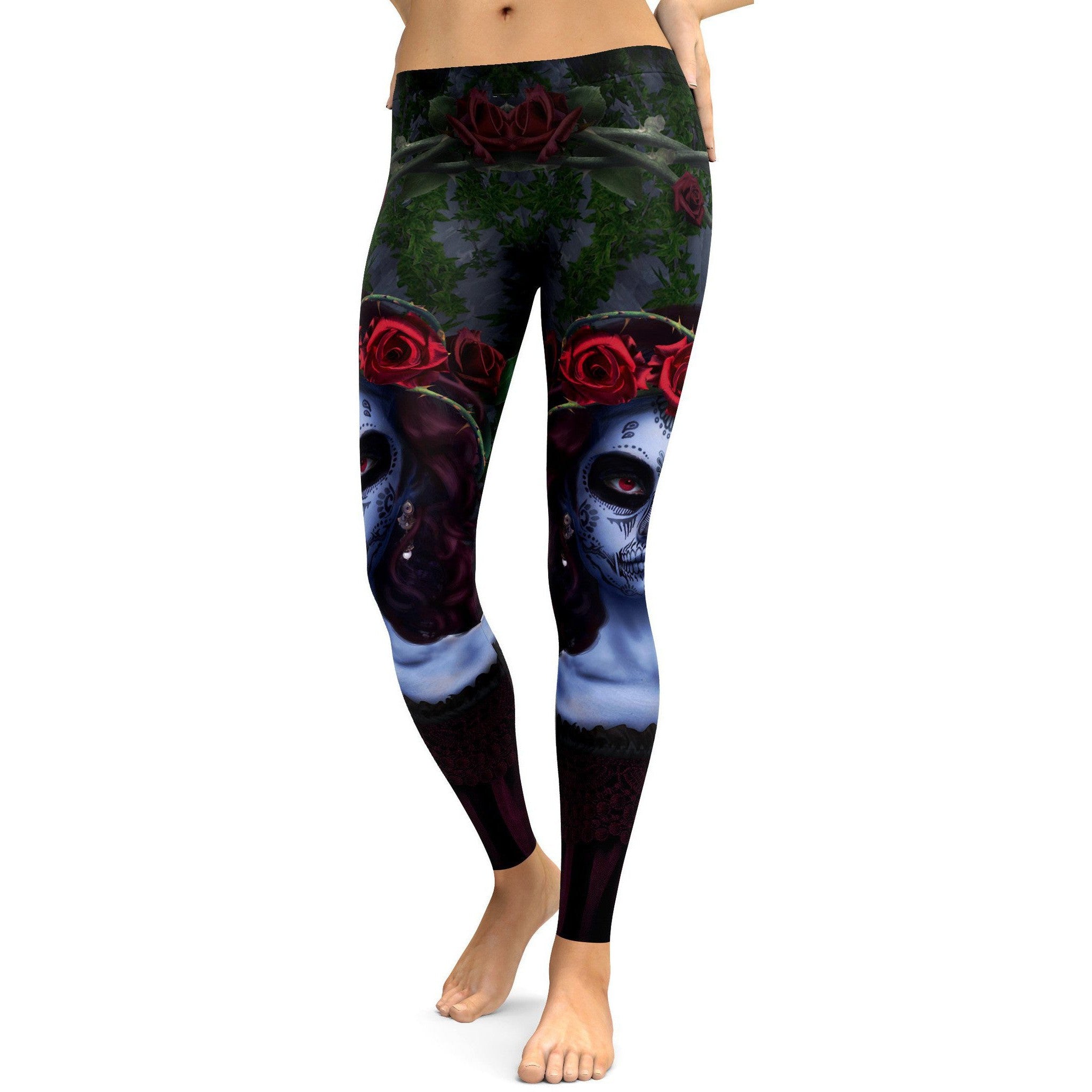 Dark Sugar Skull Leggings - GearBunch Leggings / Yoga Pants