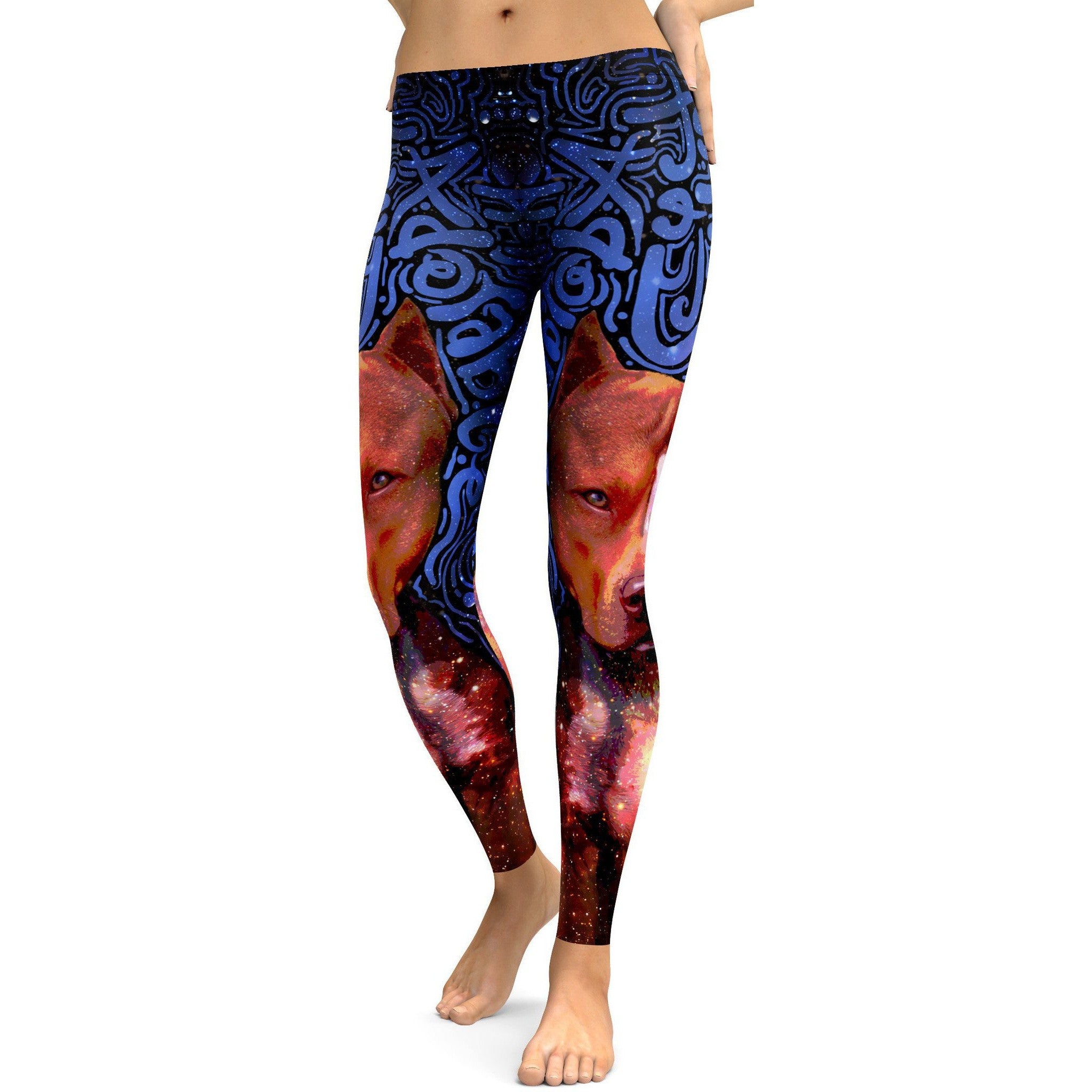 Blue & Brown Pit Bull Leggings  | Gear Bunch