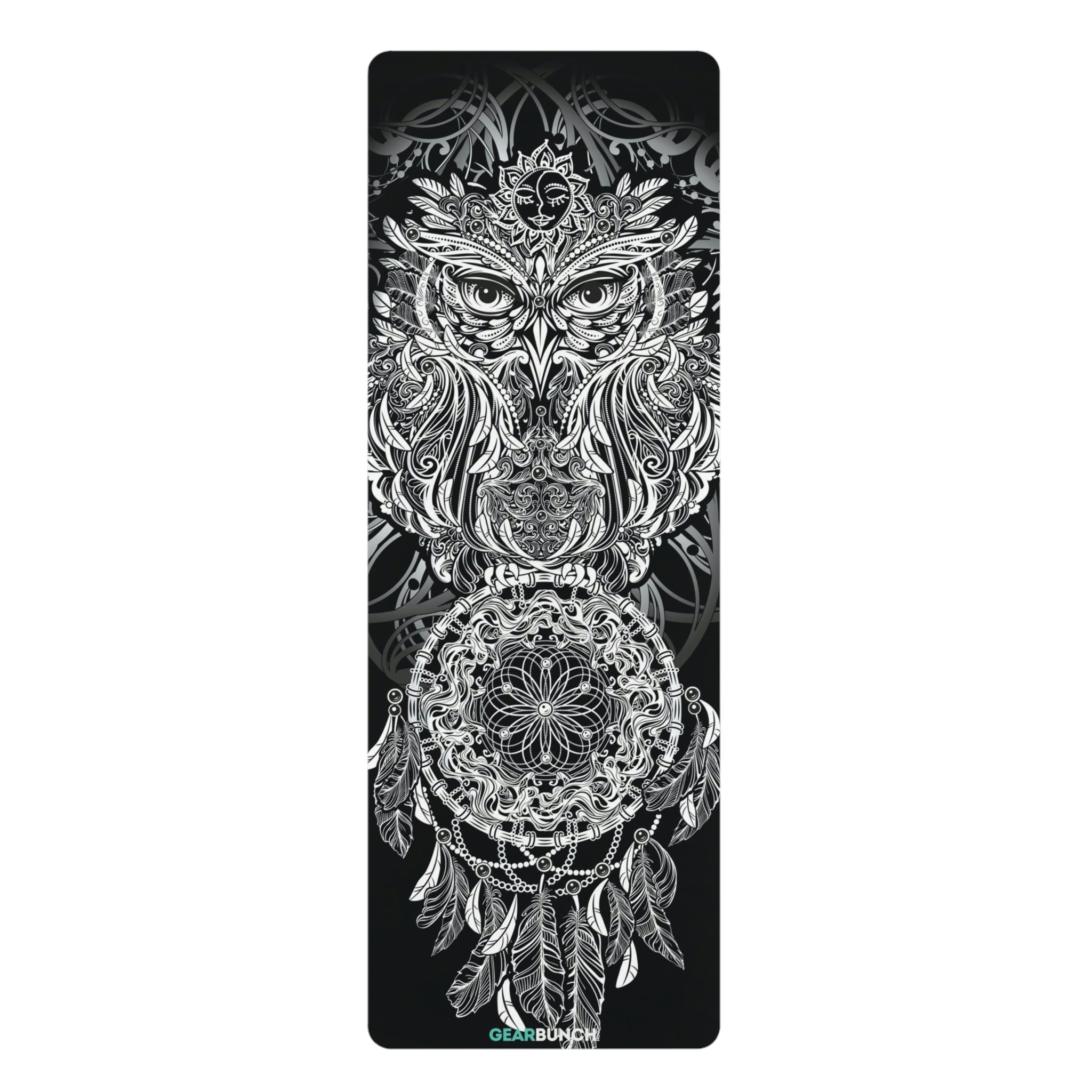 GearBunch Black & White Ornamental Owl Yoga Mat