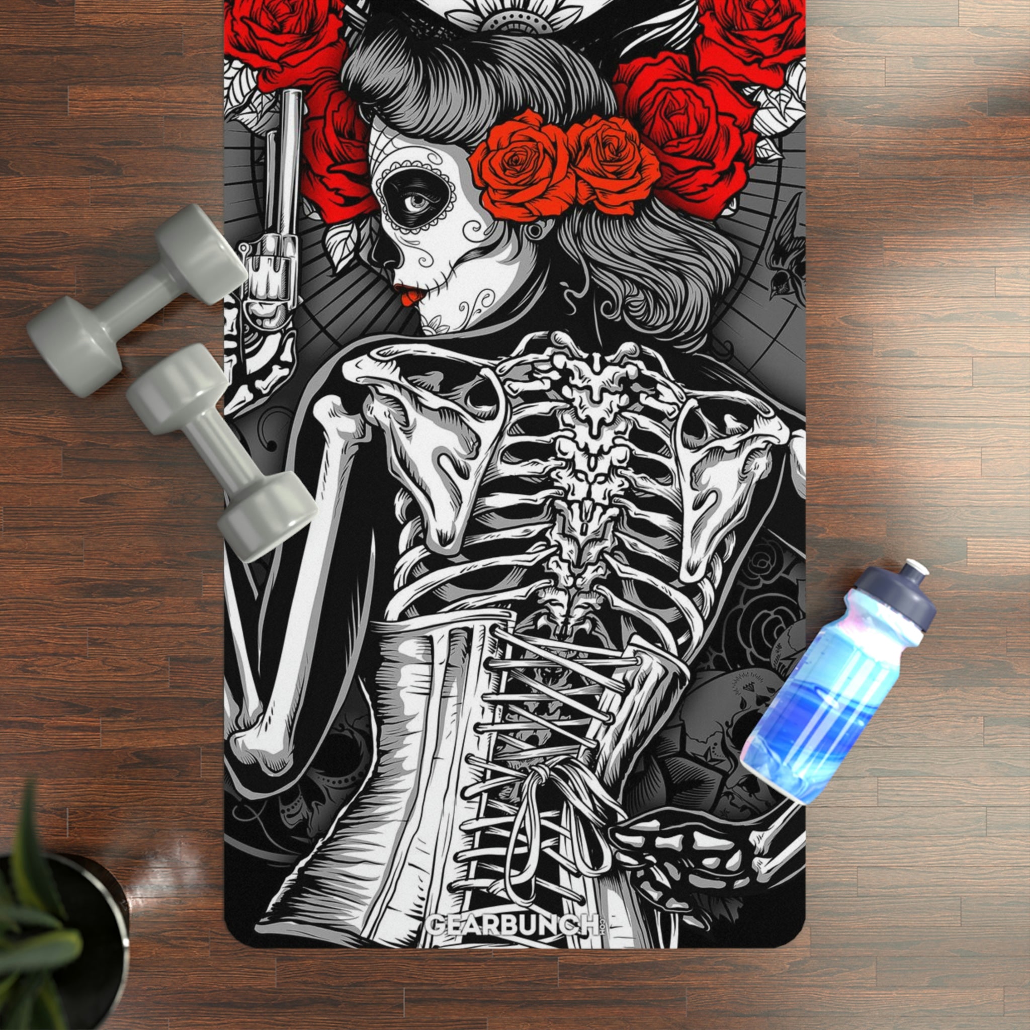 GearBunch Sugar Skull Skeleton Skull Yoga Mat