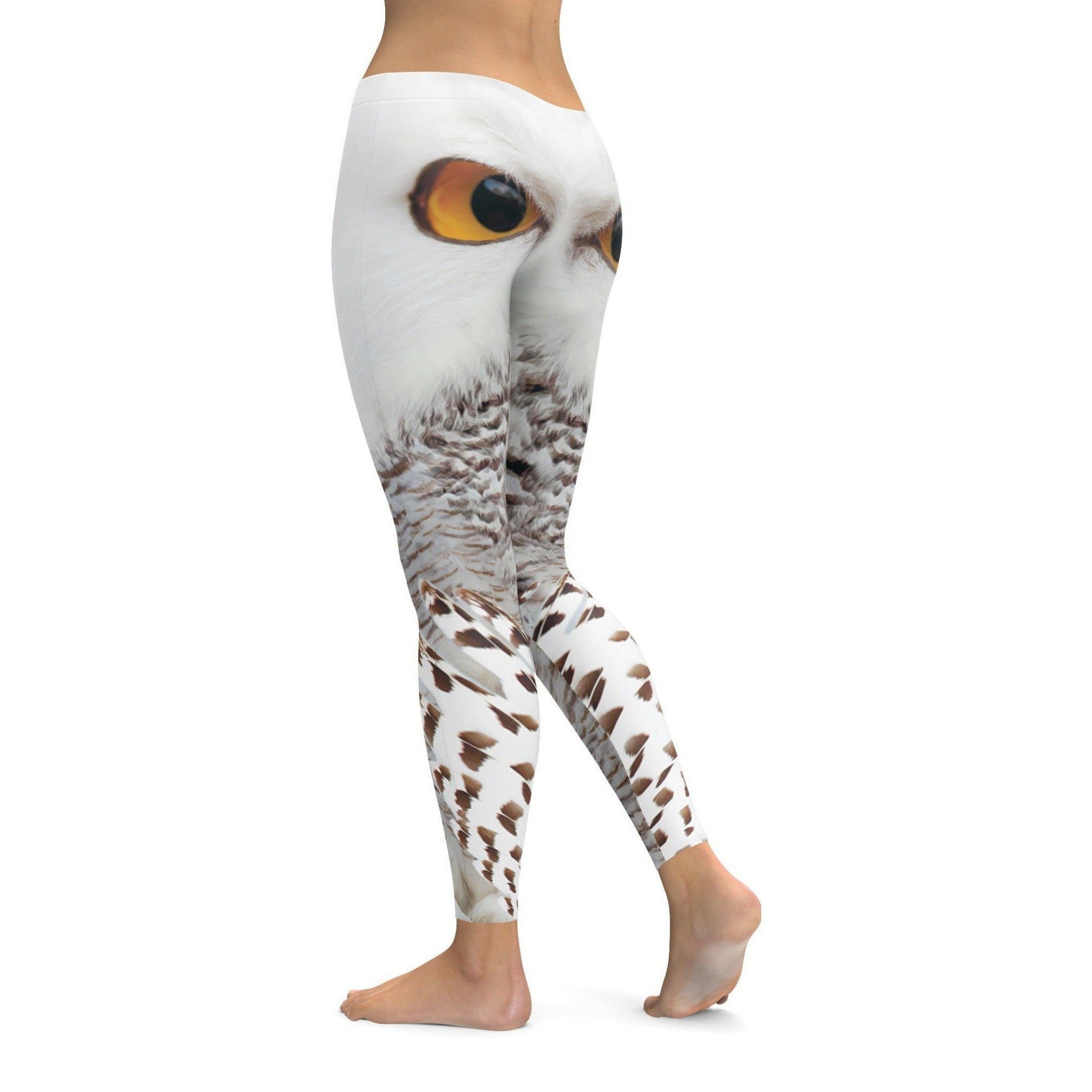 Womens Workout and Yoga Snowy Owl Eyes Leggings | Gear Bunch