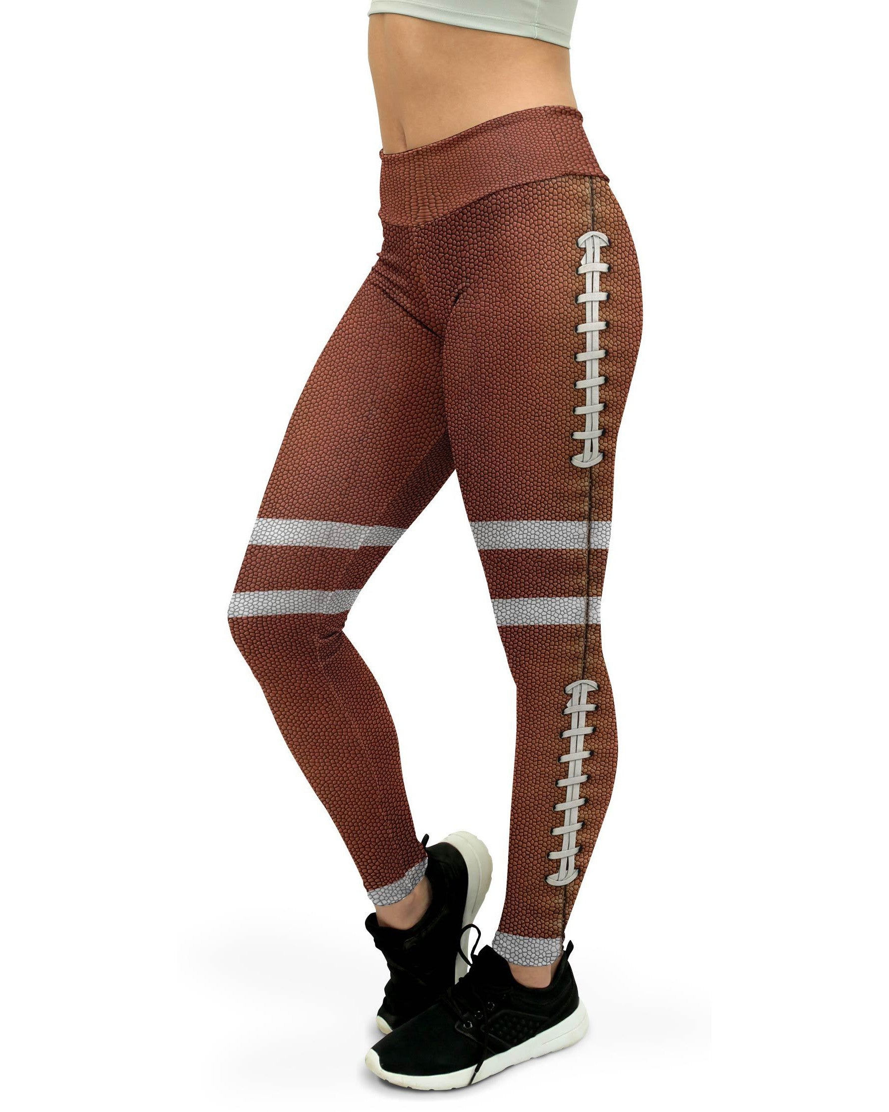 Women's American football printed yoga pants front view