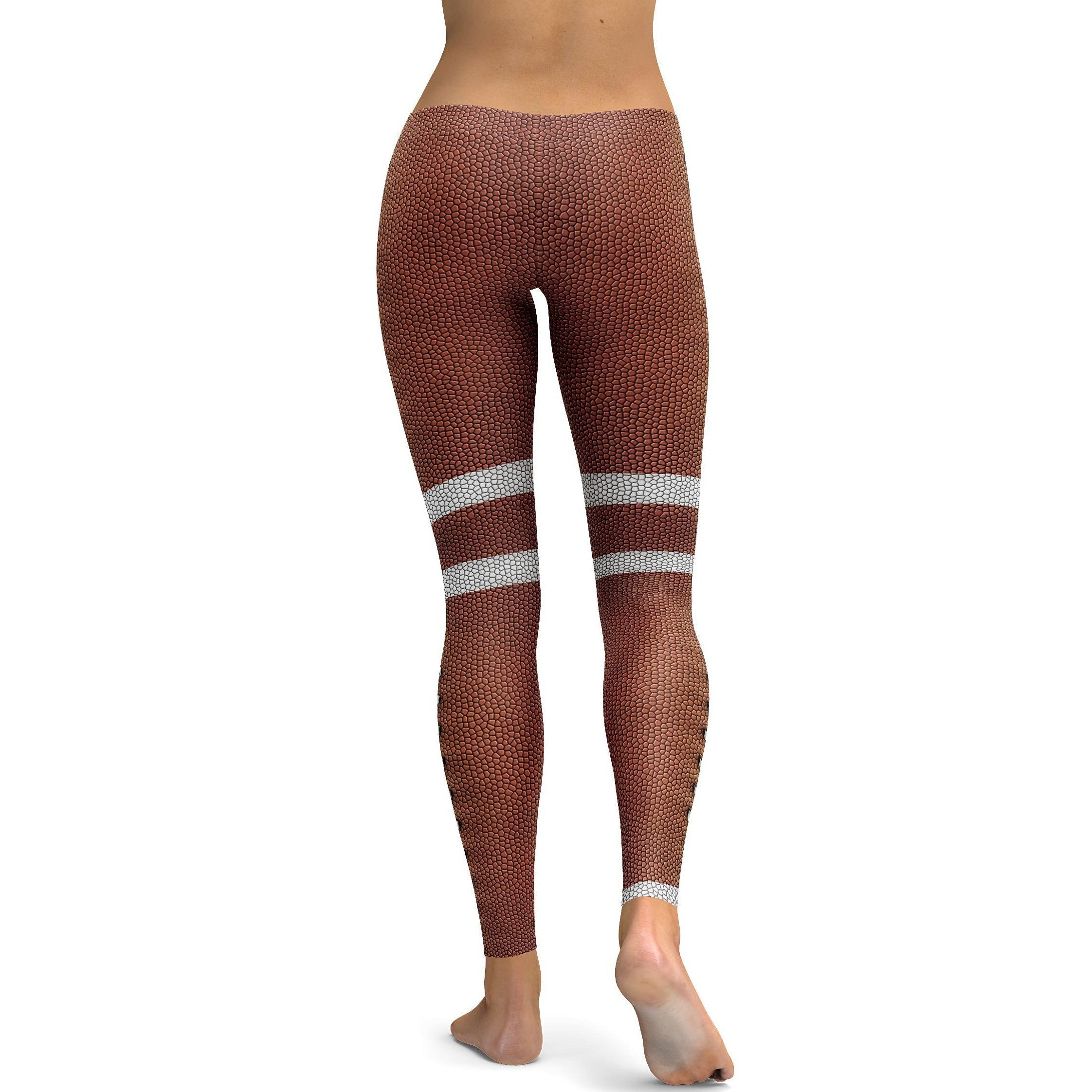 Womens Workout Yoga American Football Leggings White/Brown