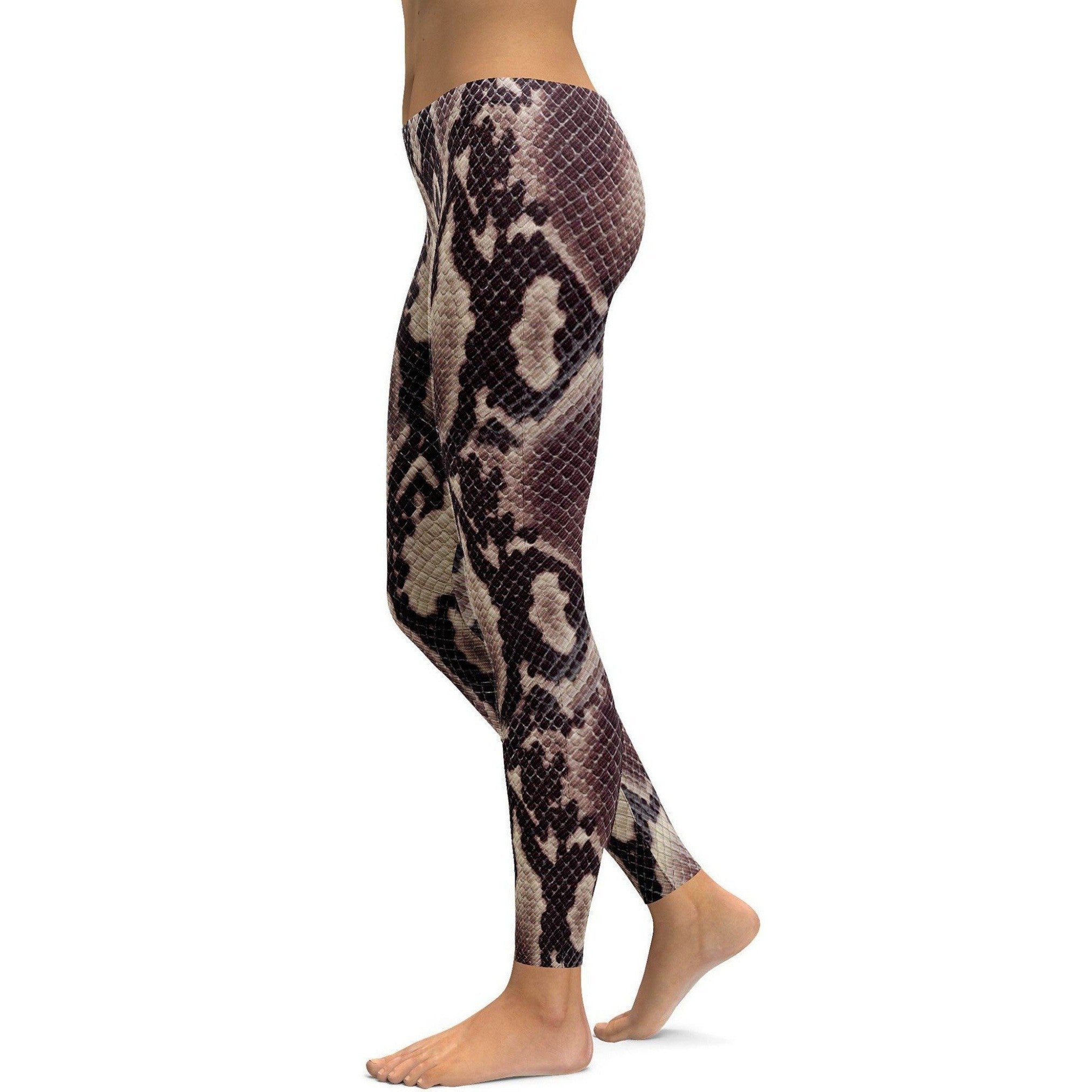 Snake Print Yoga Pants,Super High Waisted Yoga Pants,White Yoga