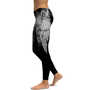 Womens Workout Yoga Angel Wing Leggings Black/Grey | Gearbunch.com