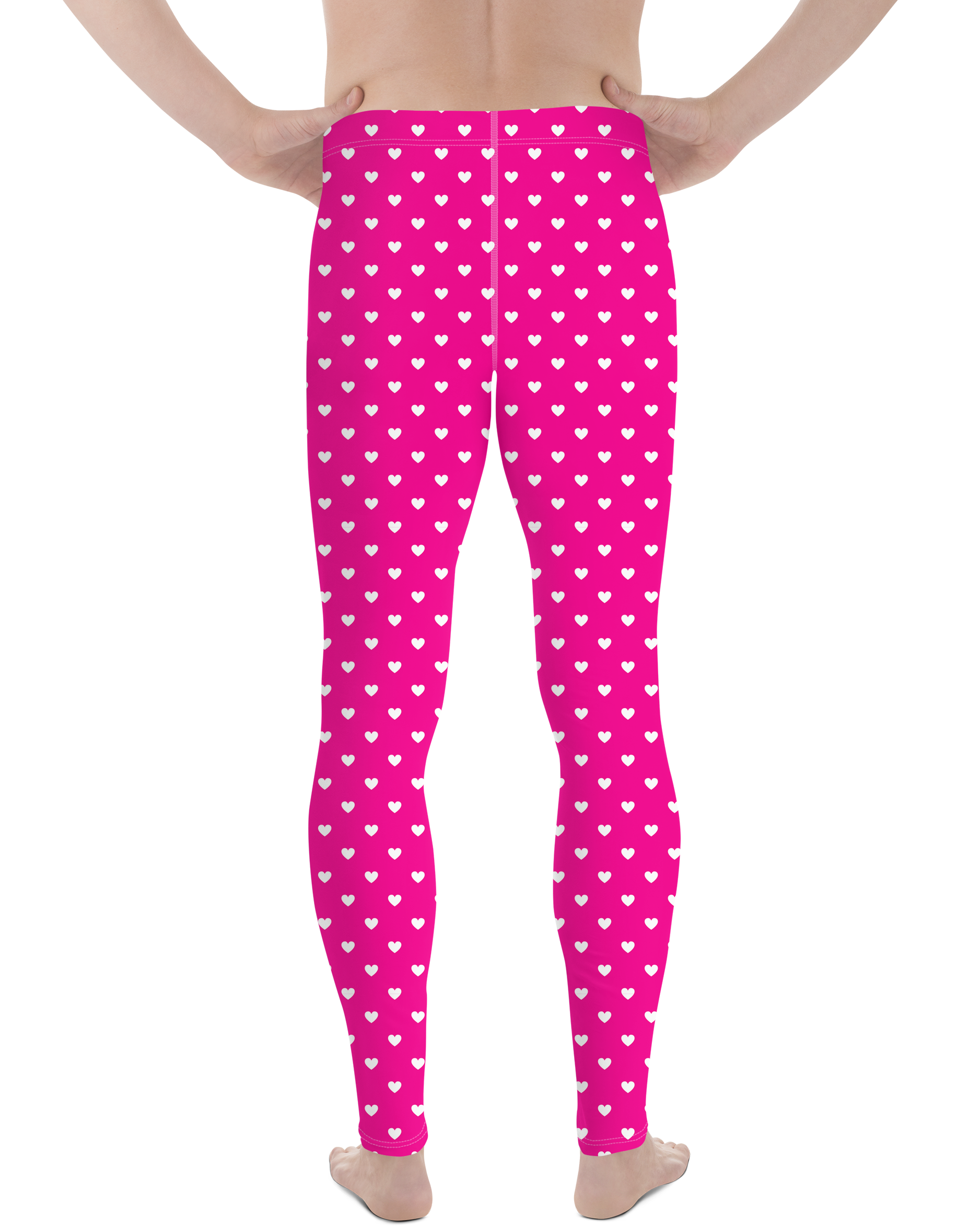 White Mini Hearts Pink Meggings - Gearbunch Men's Leggings