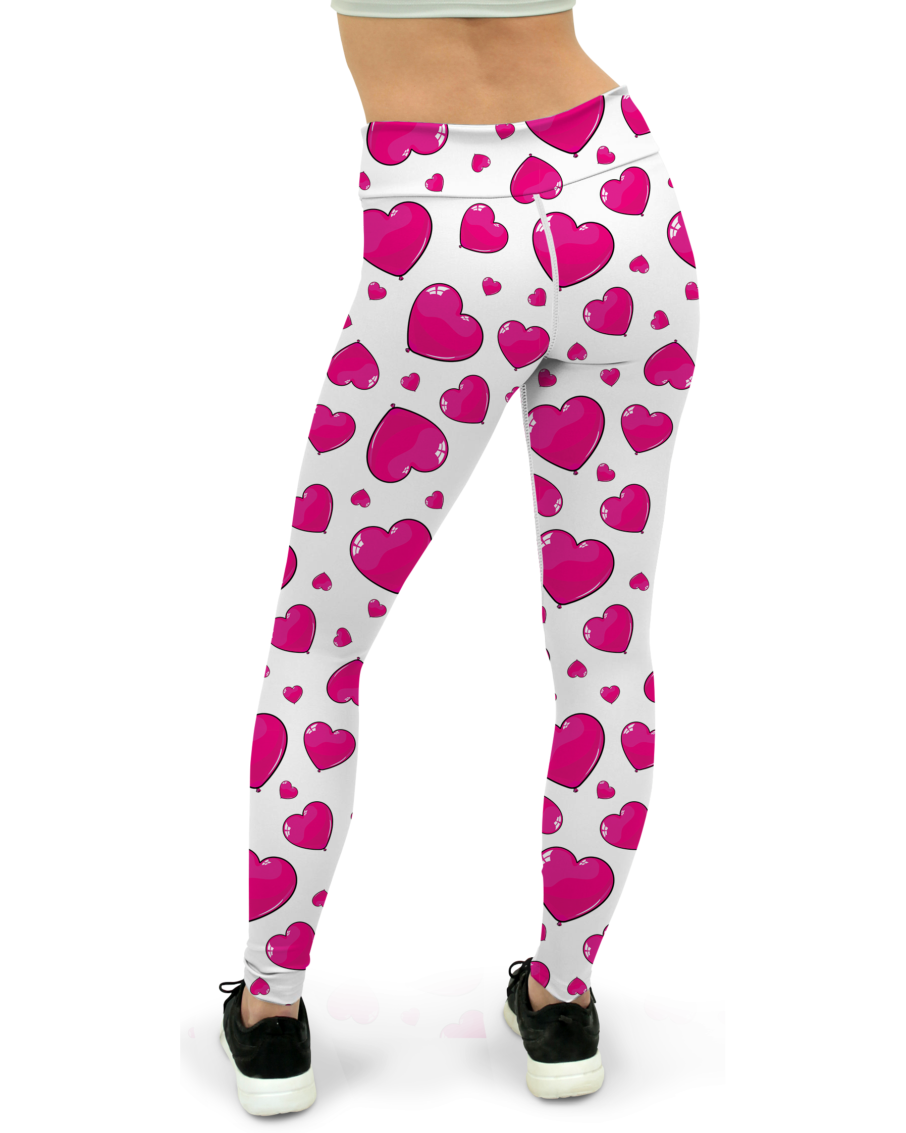 Pink Heart Shaped Balloon Yoga Pants - Gearbunch