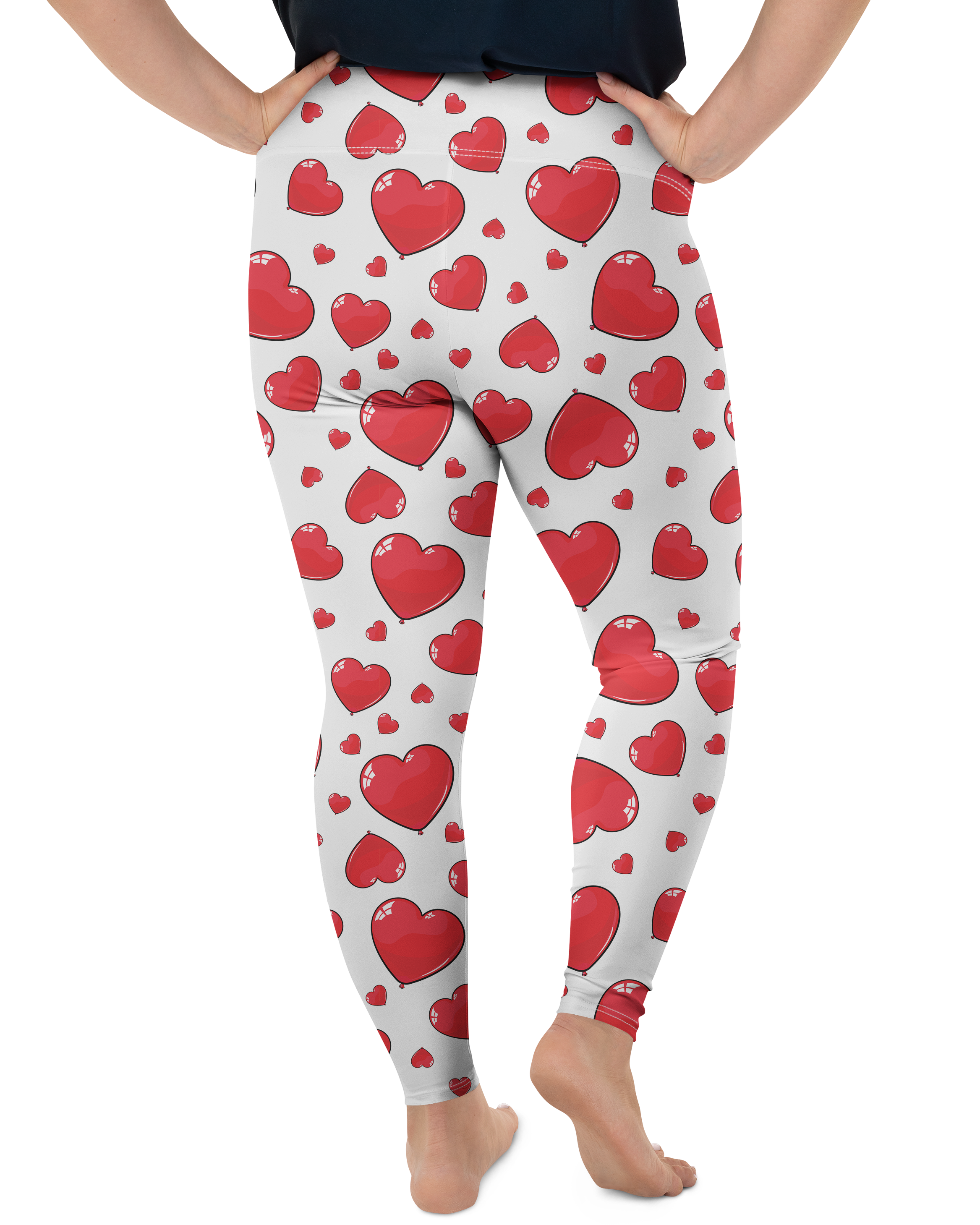 Red Heart Shaped Balloon Plus Size Leggings - Gearbunch