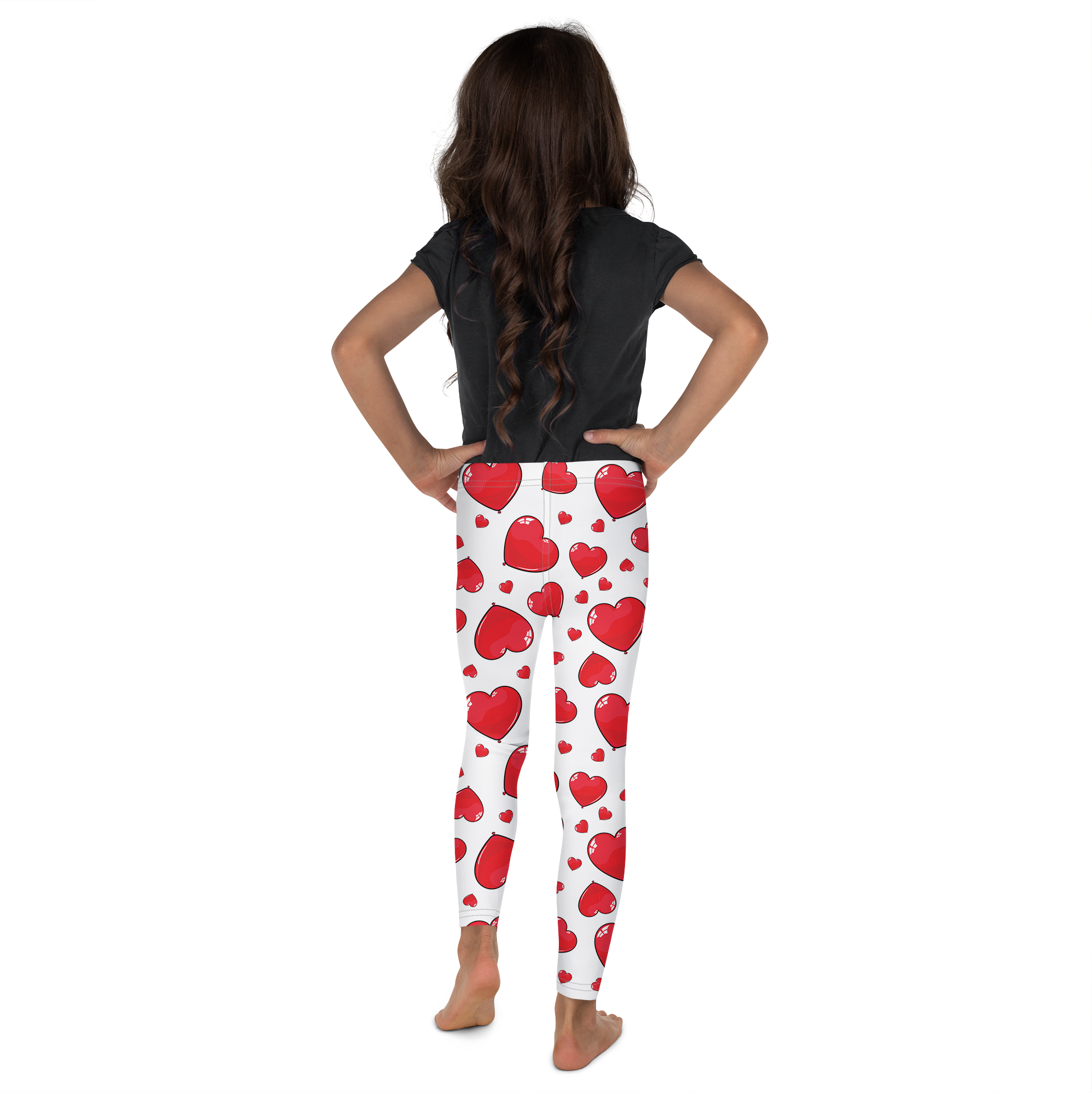 Red Heart Shaped Balloons Kid's Leggings - Gearbunch