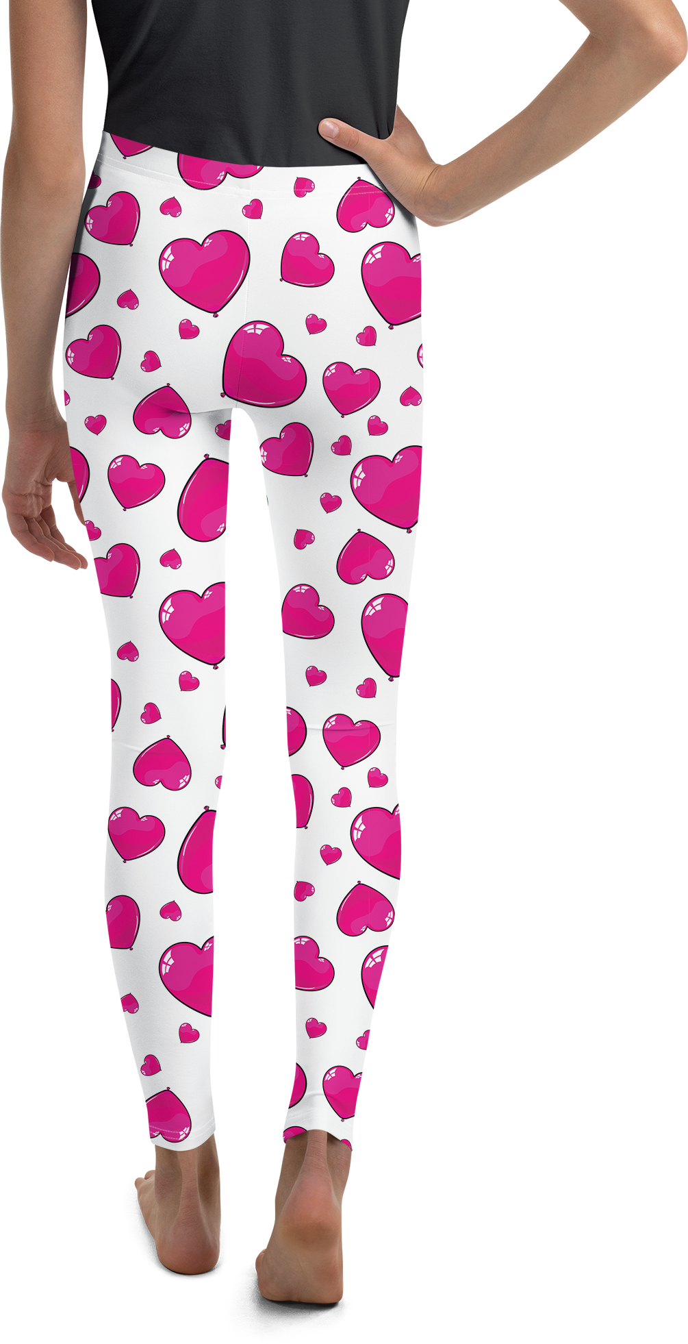 Pink Heart Shaped Balloons Youth Leggings - Gearbunch