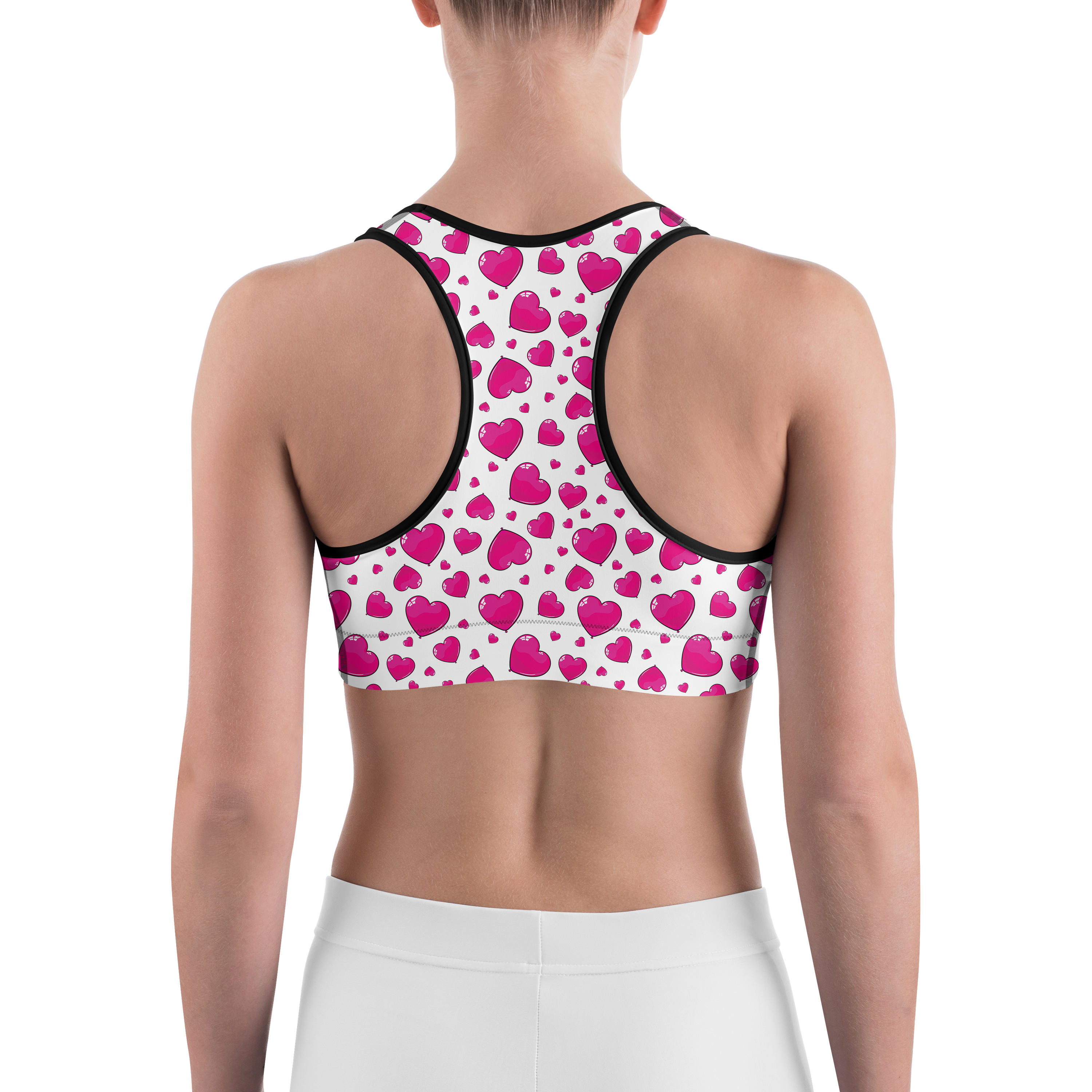 Pink Hearts Sports Bra - Gearbunch