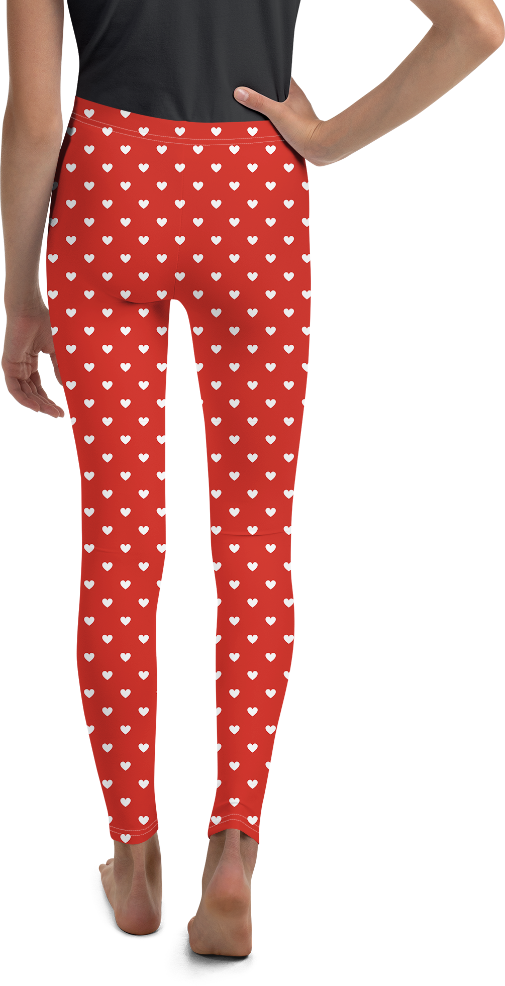 White Mini Hearts Red Youth Leggings - Gearbunch