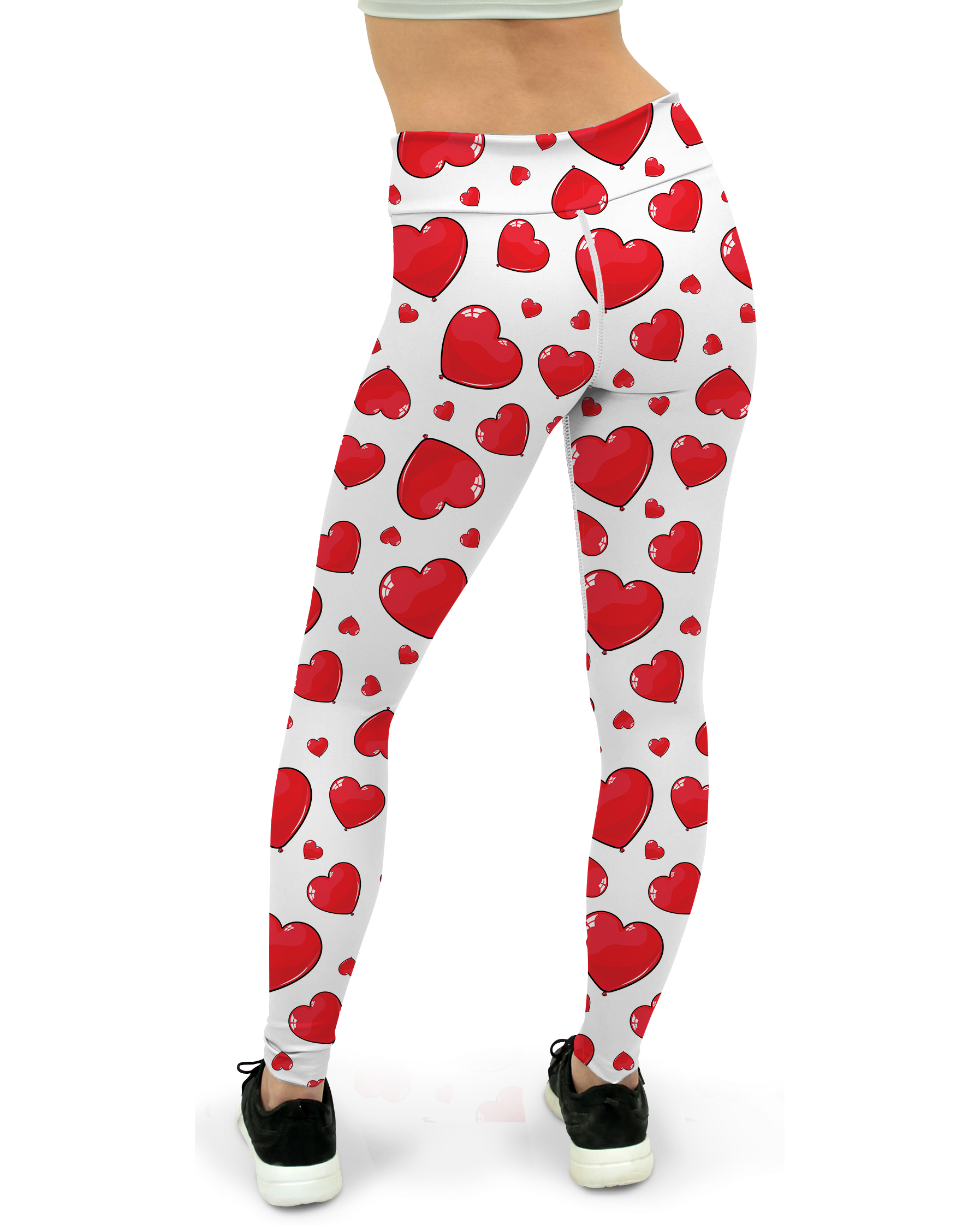 Red Heart Shaped Balloons Yoga Pants - Gearbunch