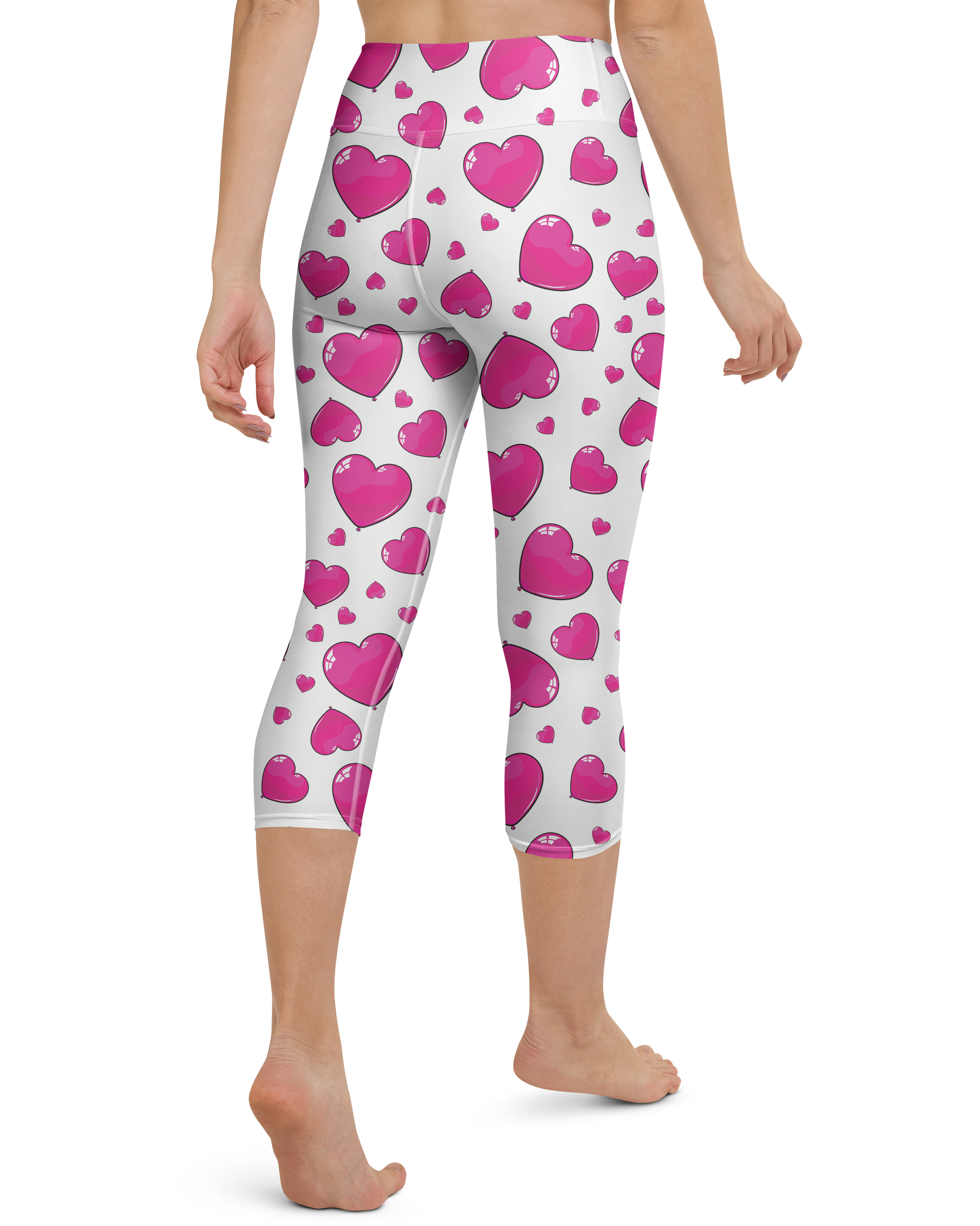 Pink Heart Shaped Balloons Yoga Capris - Gearbunch