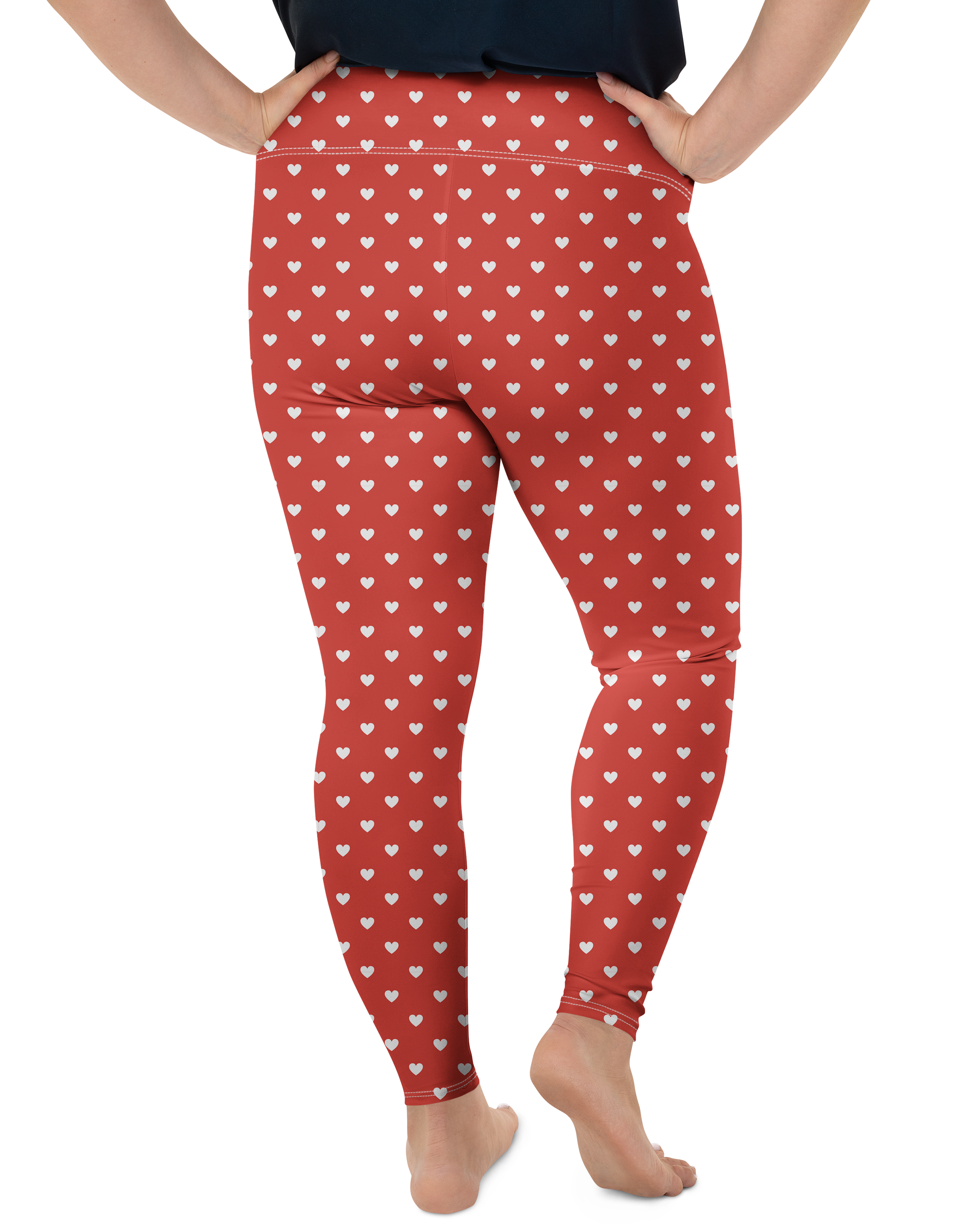 White Mini Hearts Red Plus Size Leggings - Gearbunch