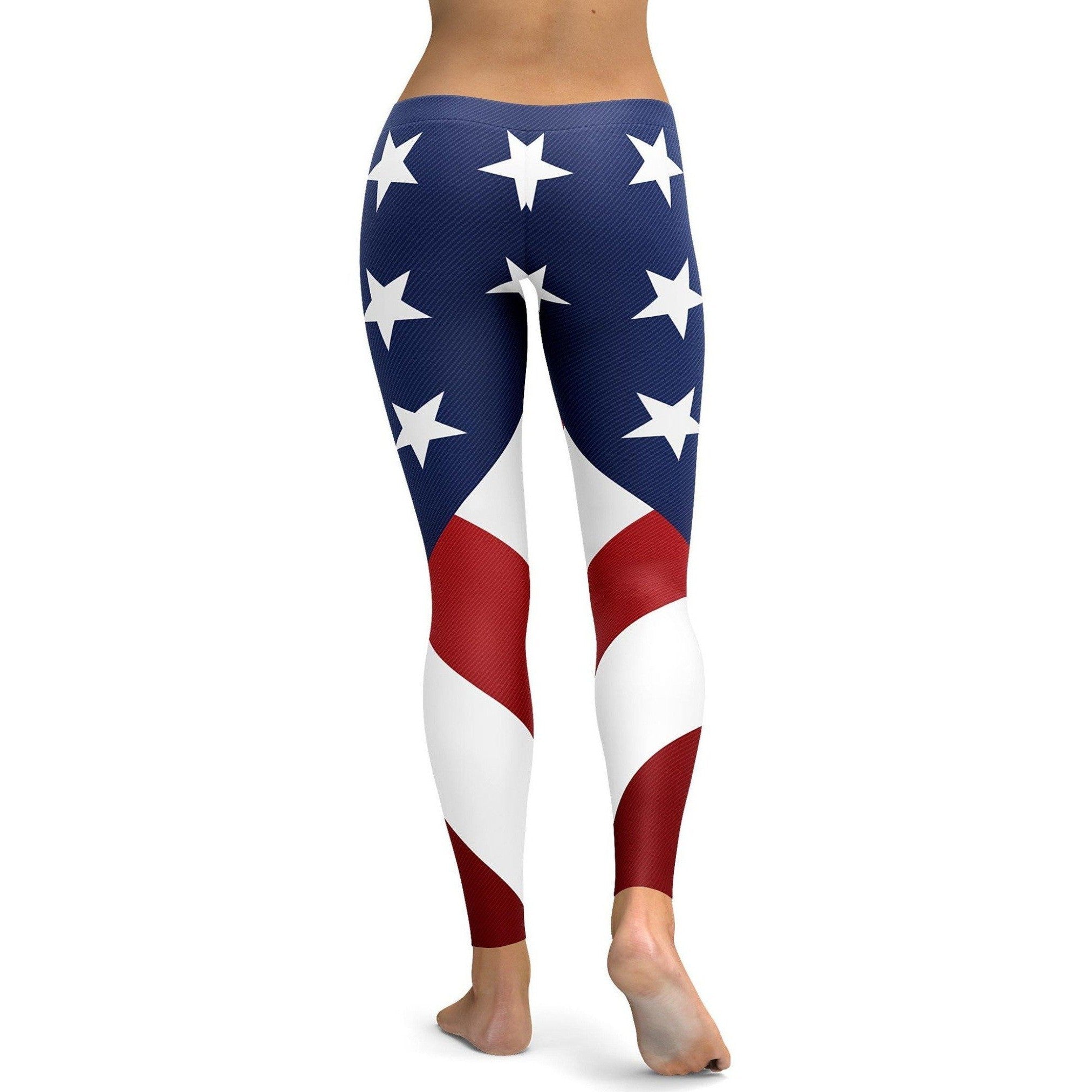 Womens Workout Yoga American Flag Leggings Red/Blue/White | Gearbunch.com