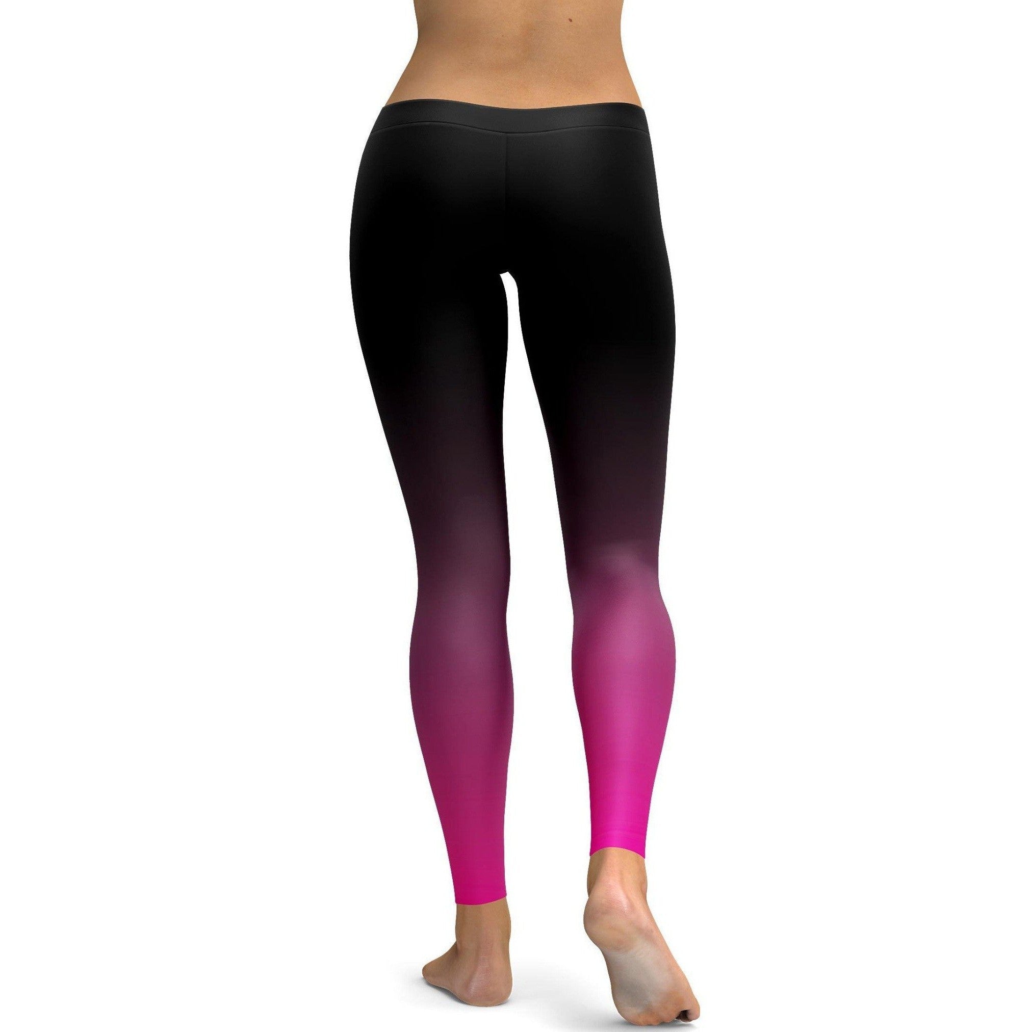 Womens Workout Yoga Ombre Black to Pink Leggings | Gearbunch.com