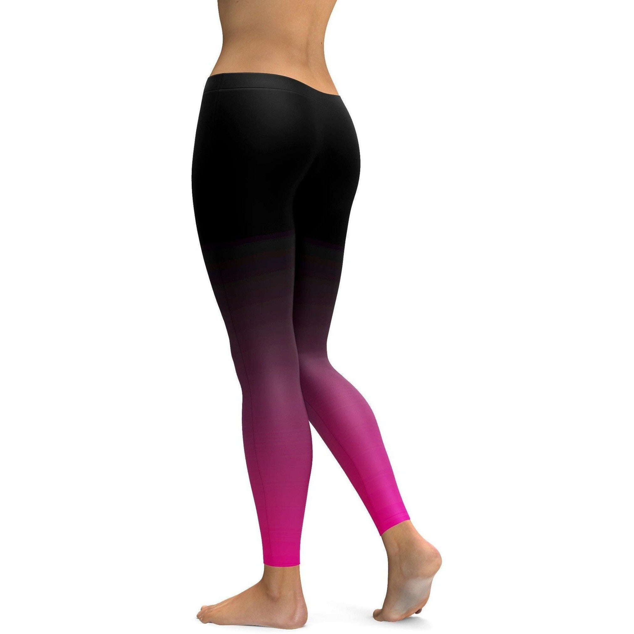 Womens Workout Yoga Ombre Black to Pink Leggings | Gearbunch.com