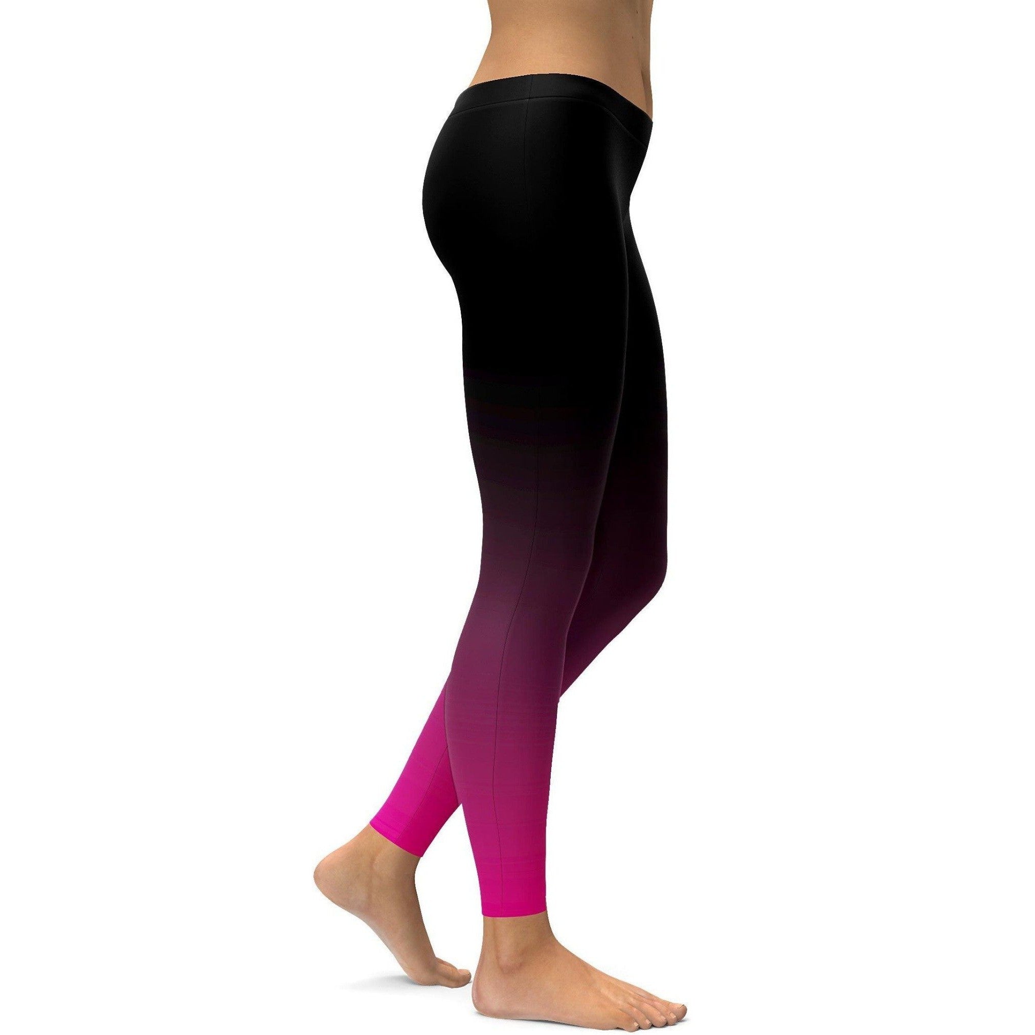 Womens Workout Yoga Ombre Black to Pink Leggings | Gearbunch.com