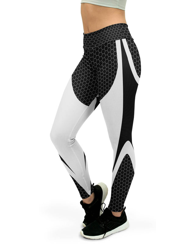 Black & White Honeycomb Carbon Yoga Pants