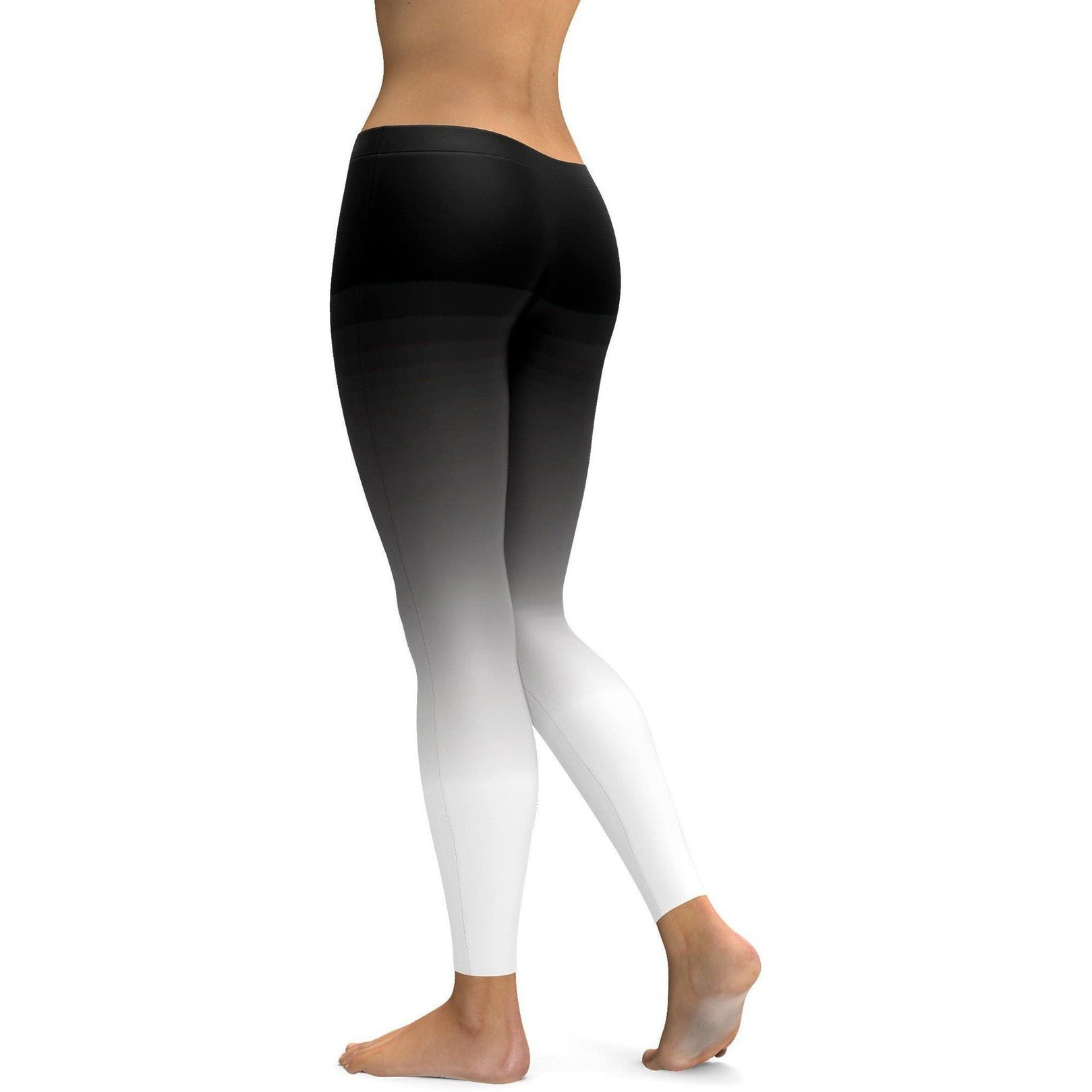 Womens Workout Yoga Ombre Black to White Leggings | Gearbunch.com
