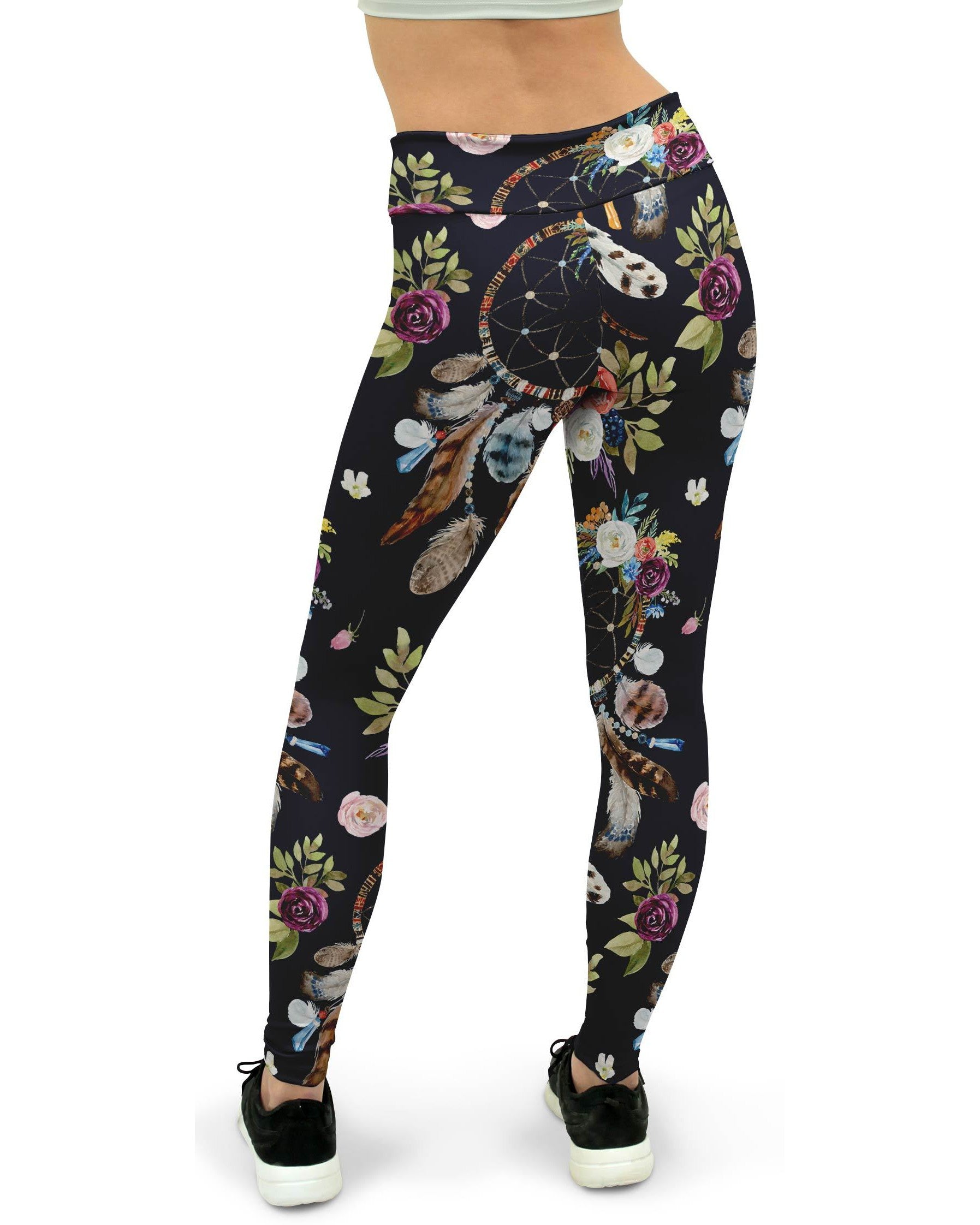 Boho Dreamcatcher and Flowers Women's Yoga Pants GearBunch