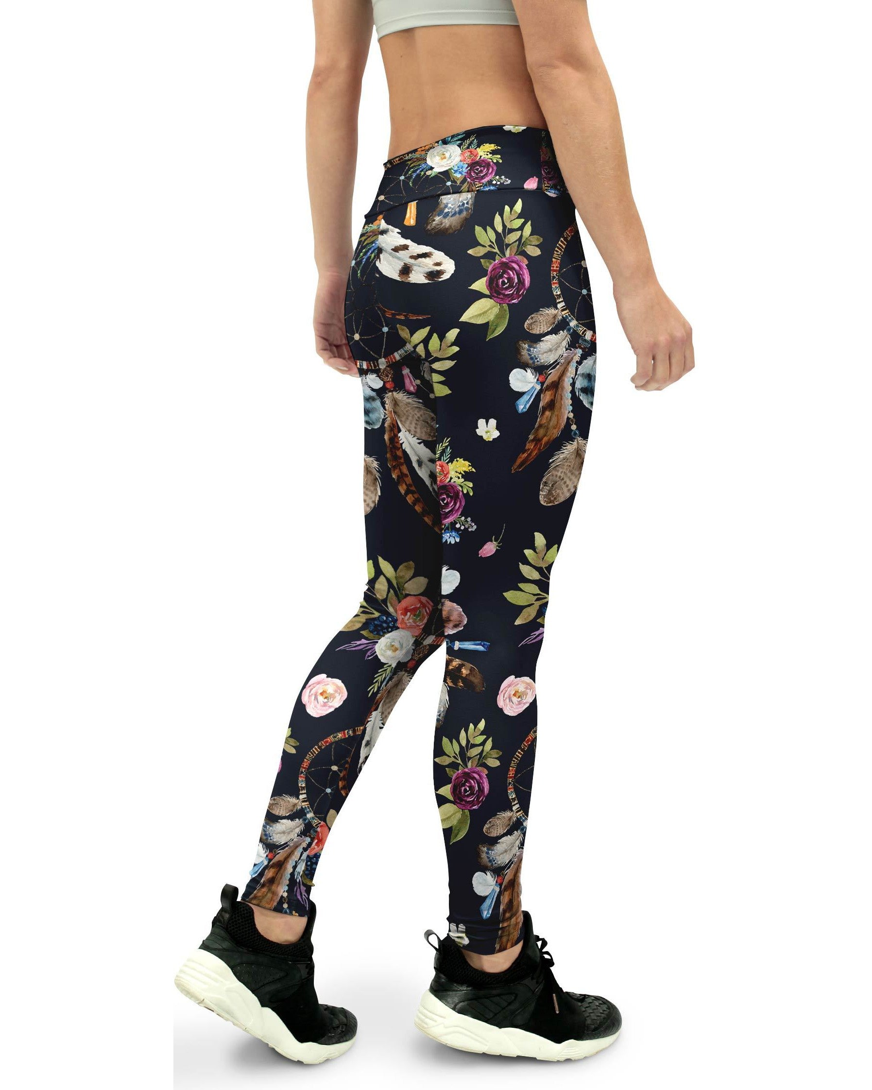 Boho Dreamcatcher and Flowers Women's Yoga Pants GearBunch