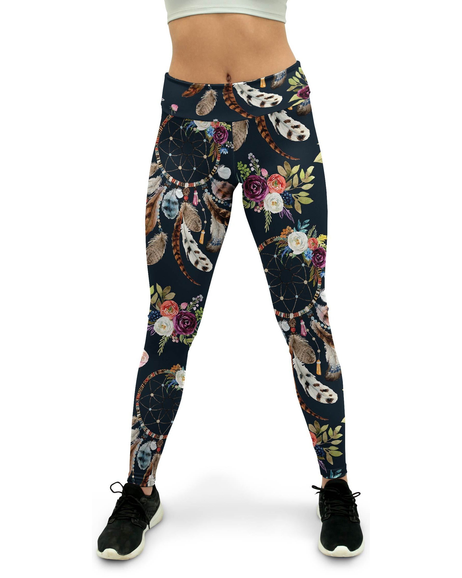 Boho Dreamcatcher and Flowers Women's Yoga Pants GearBunch