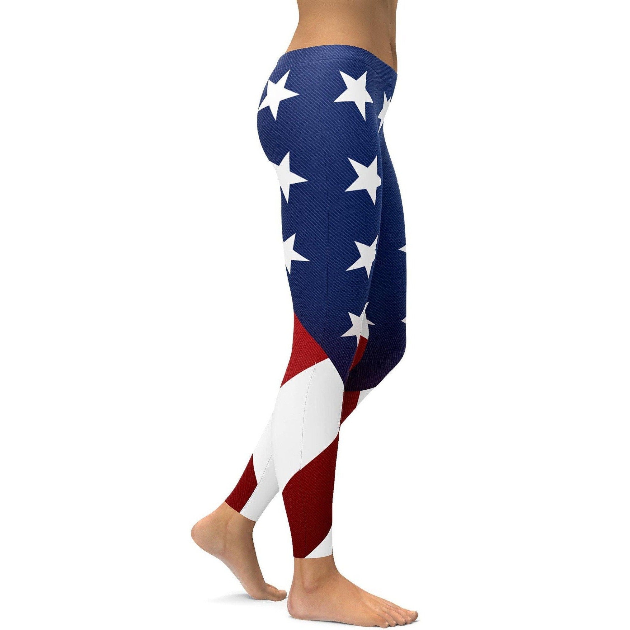 Womens Workout Yoga American Flag Leggings Red/Blue/White | Gearbunch.com