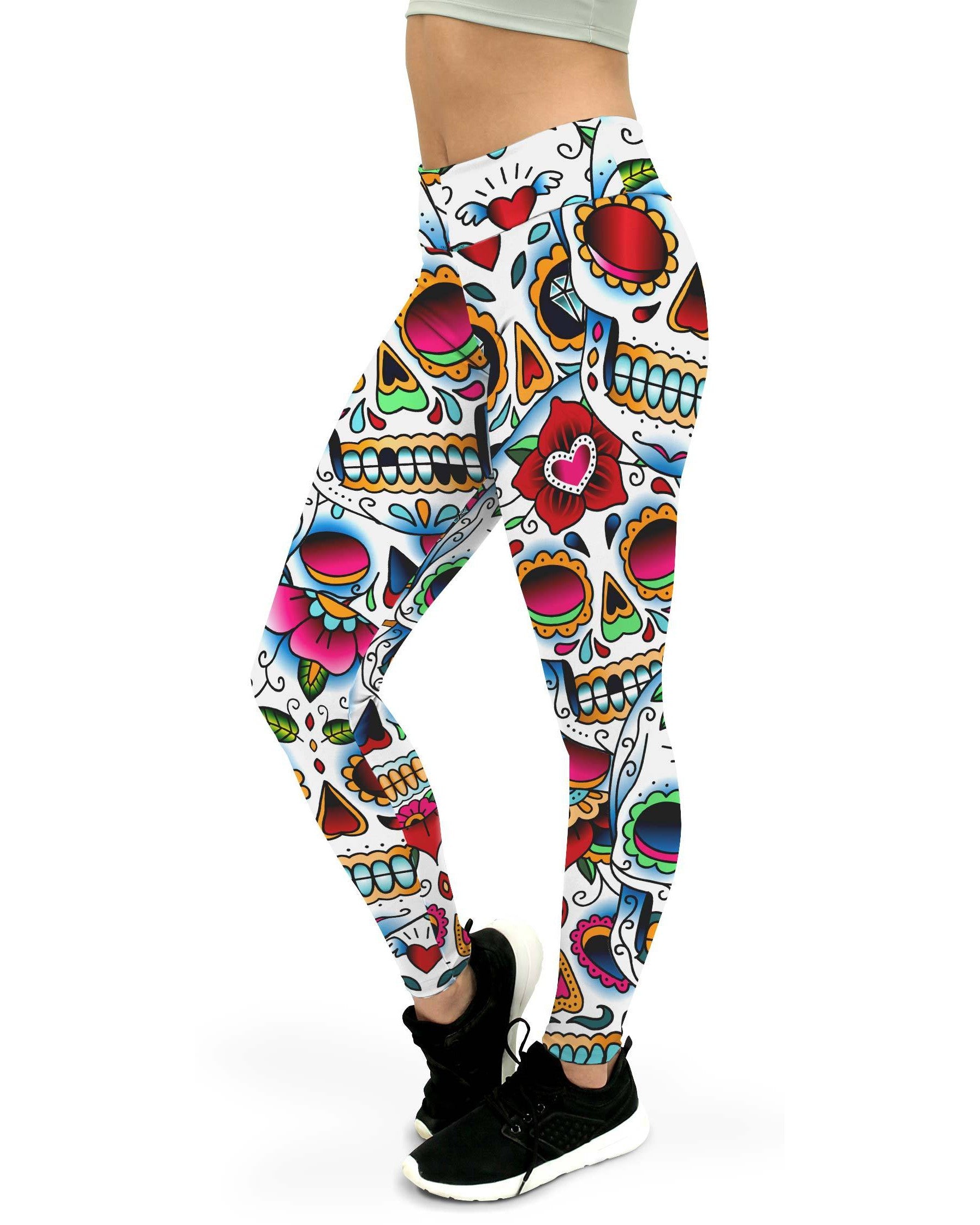 Colorful Dead Sugar Skull Womens Yoga Pants GearBunch