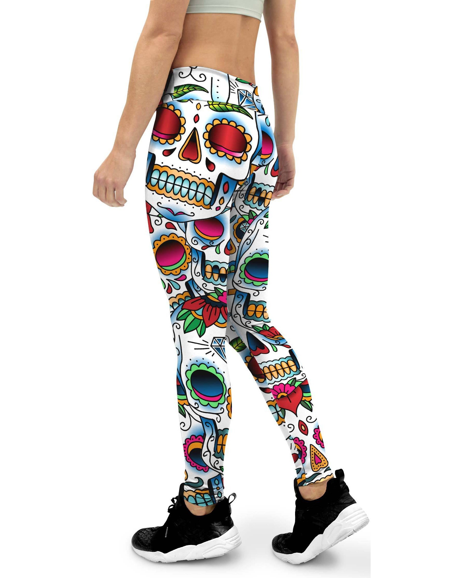 Colorful Dead Sugar Skull Womens Yoga Pants GearBunch