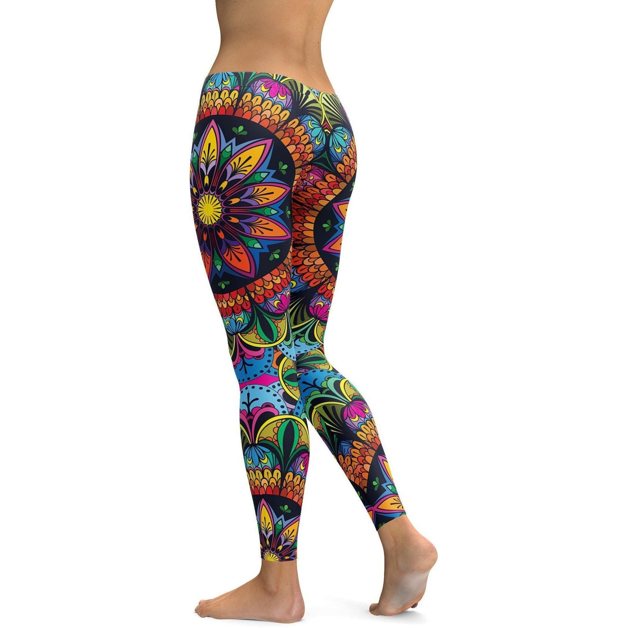 High Waisted Leggings for Women Ultra Soft Stretch Mandala Pattern 