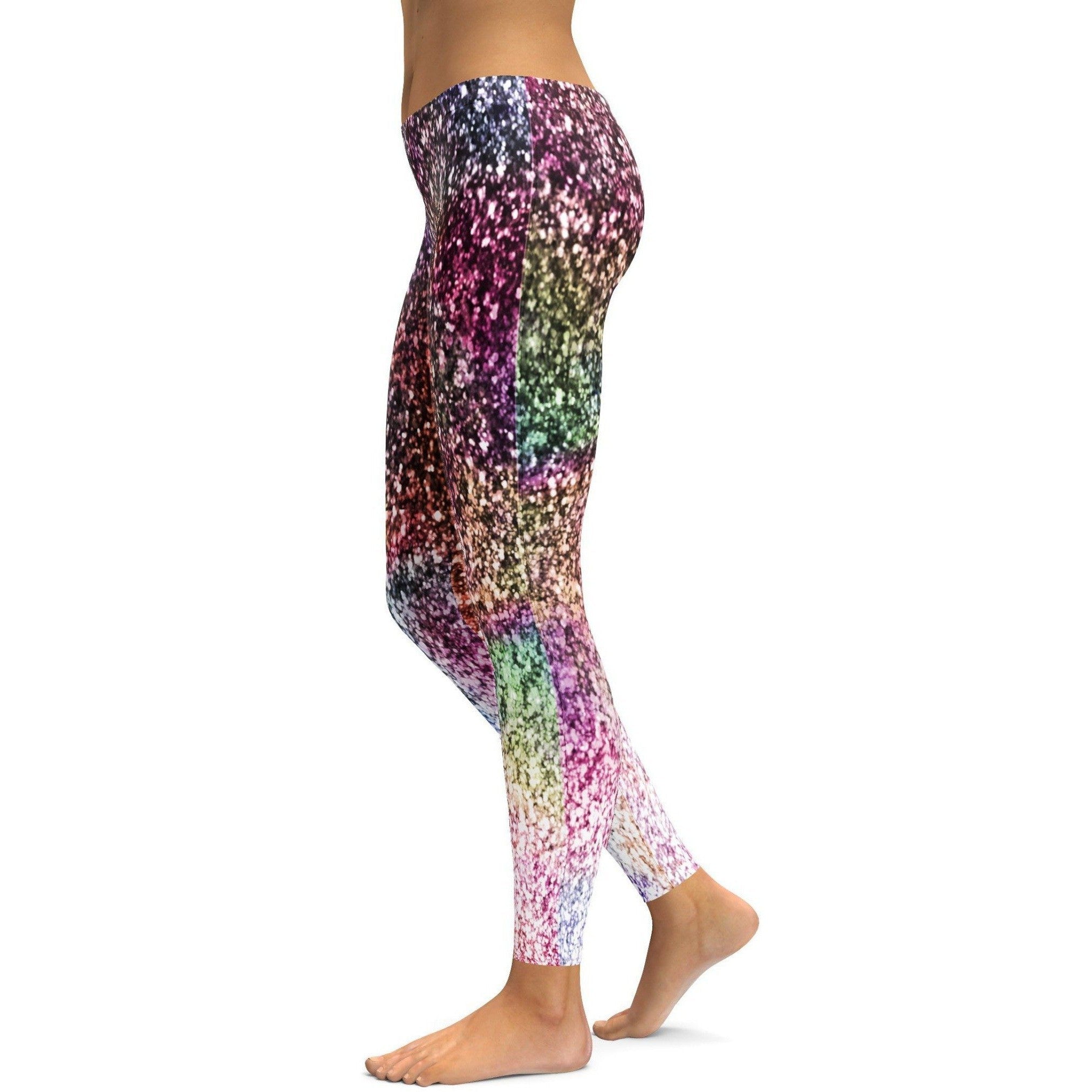 Womens Workout Colorful Sparkles Leggings Pink/Green/Blue