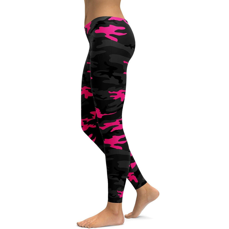 Pink & Black Camo Camouflage High Waist Leggings Pants Rave, Cosplay, 80s  Costume -  Canada