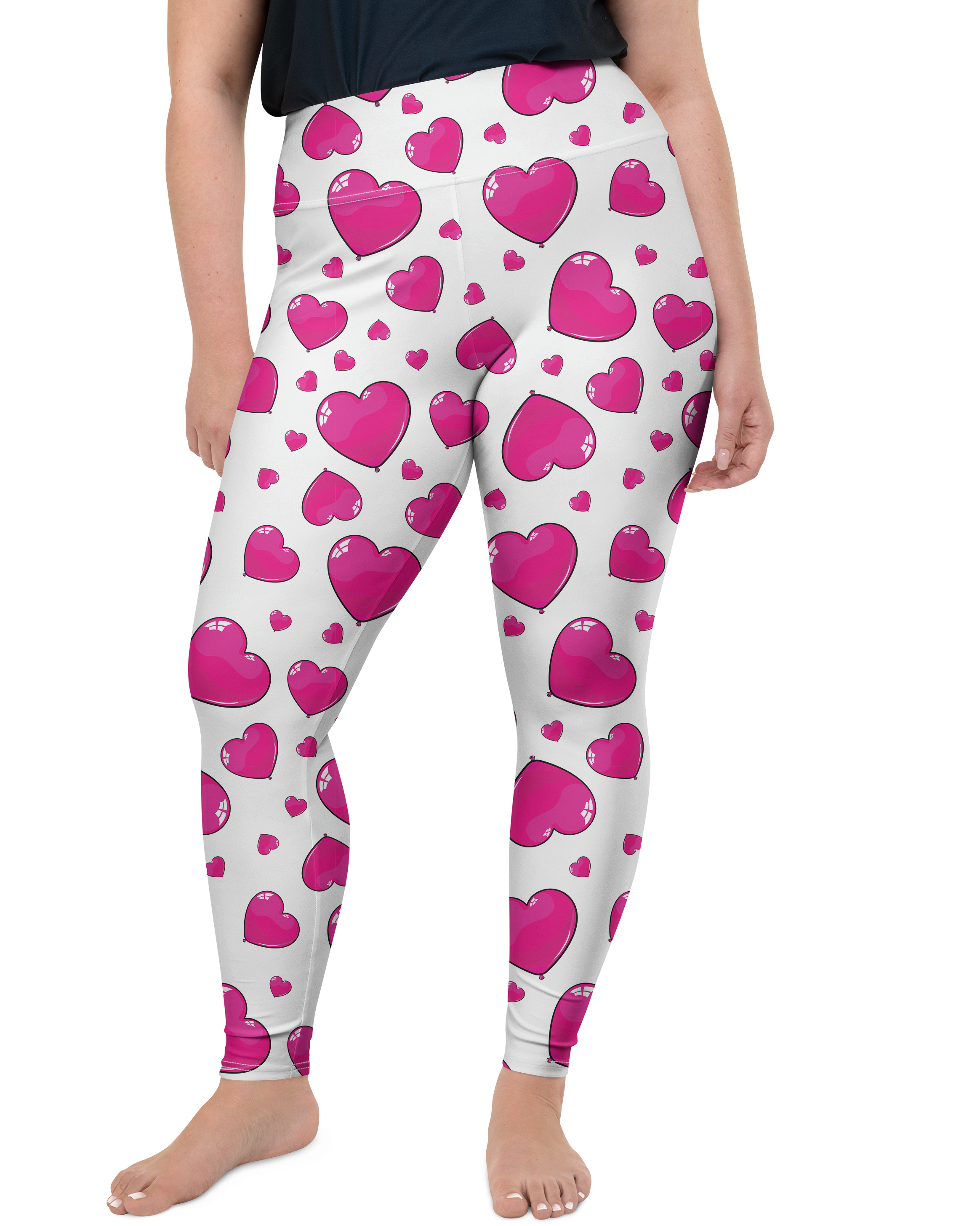 Pink Heart Shaped Balloon Plus Size Leggings - Gearbunch