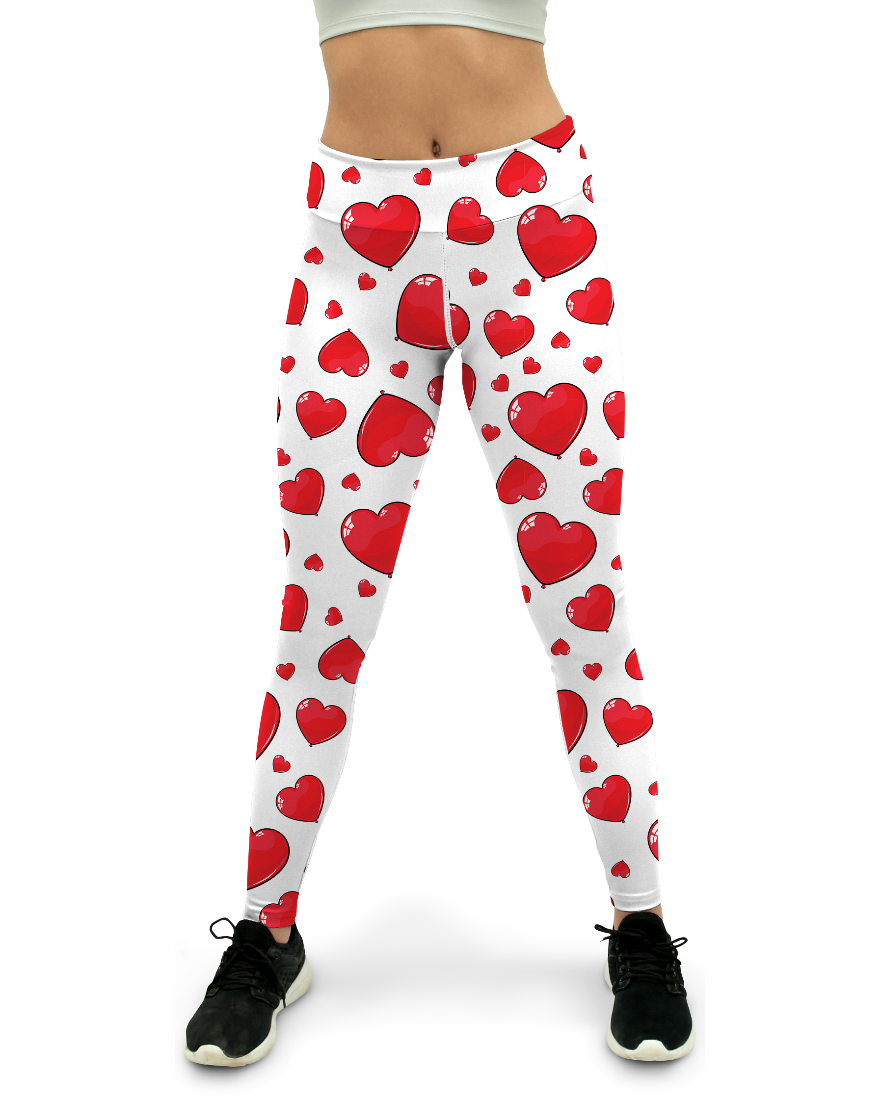 Red Heart Shaped Balloons Yoga Pants - Gearbunch