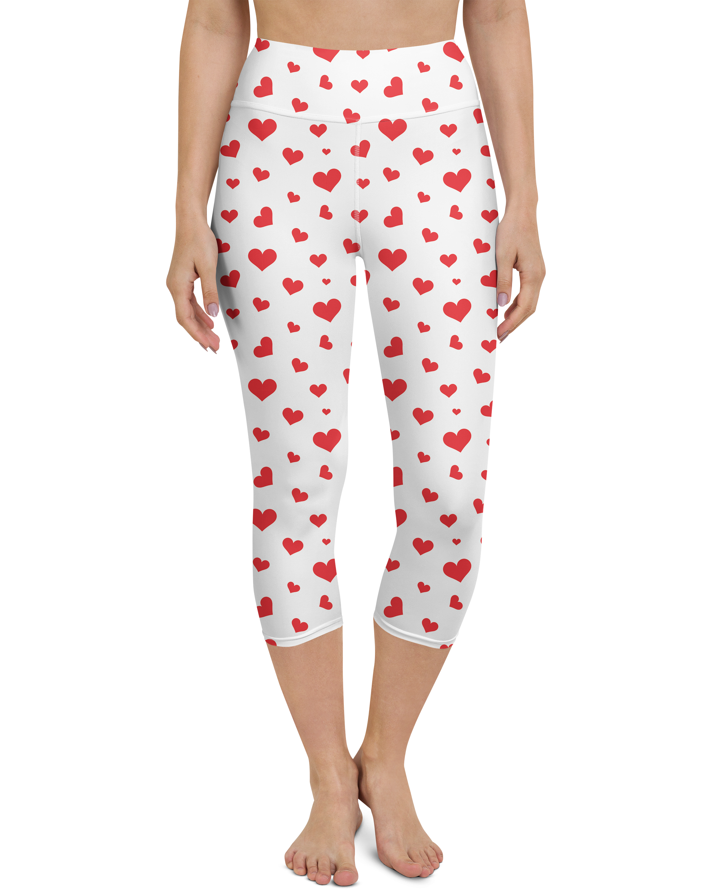 Red Hearts Yoga Capris - Gearbunch