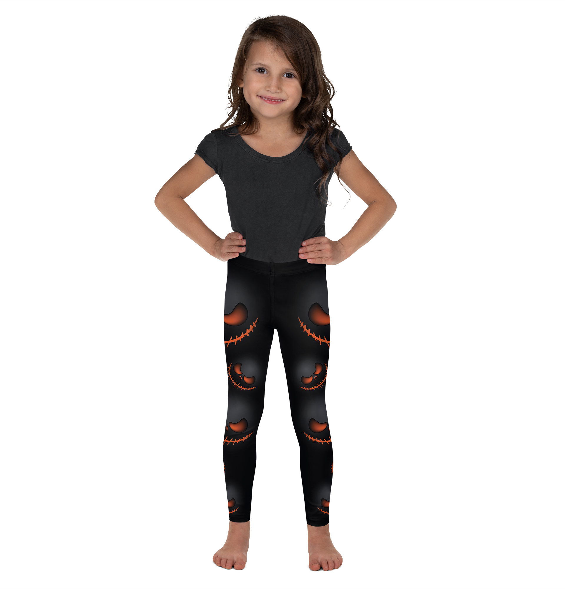 Halloween Evil Pumpkin Grin Kid's Leggings - Gearbunch