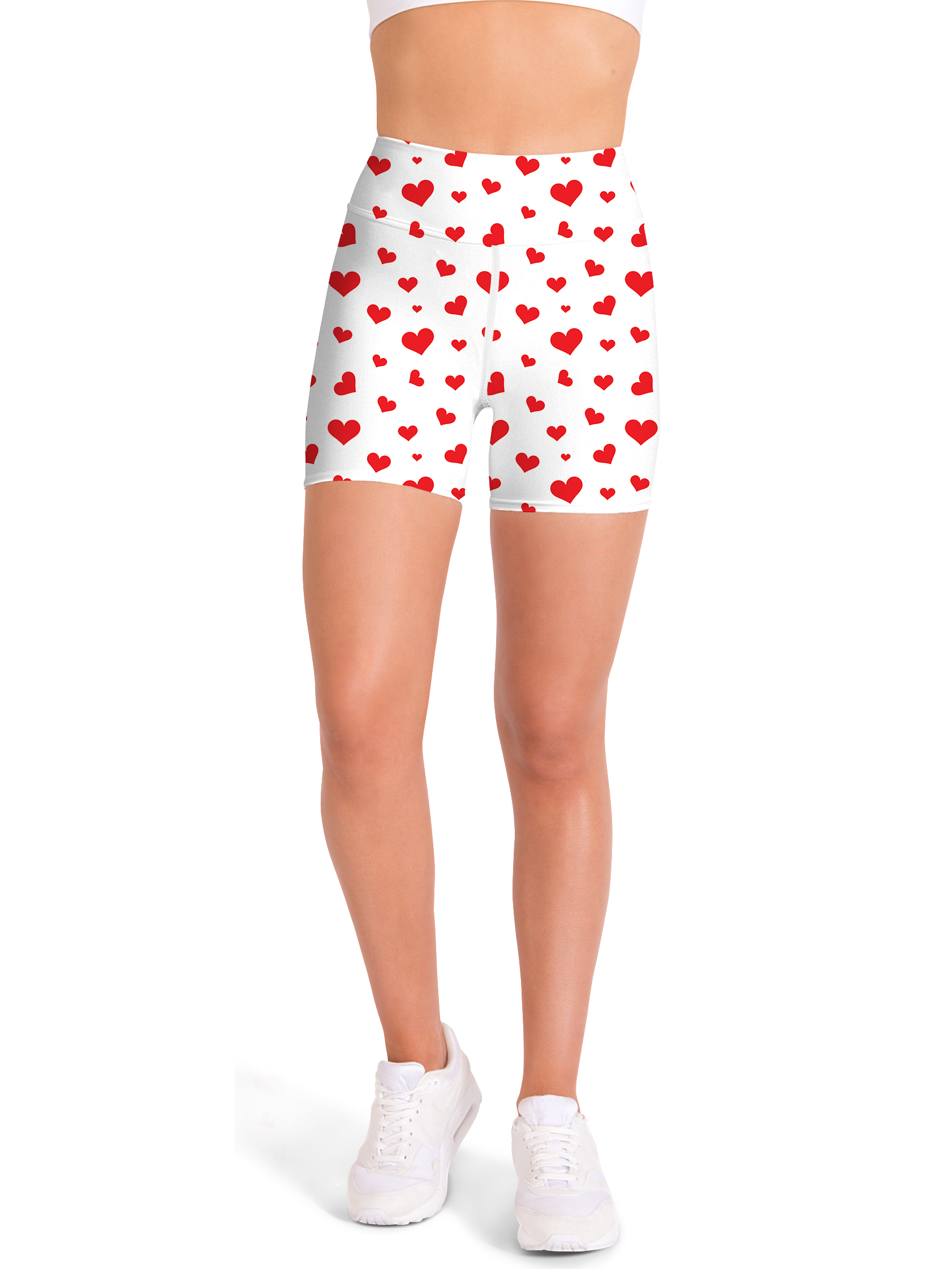 Red Hearts Yoga Shorts - Gearbunch