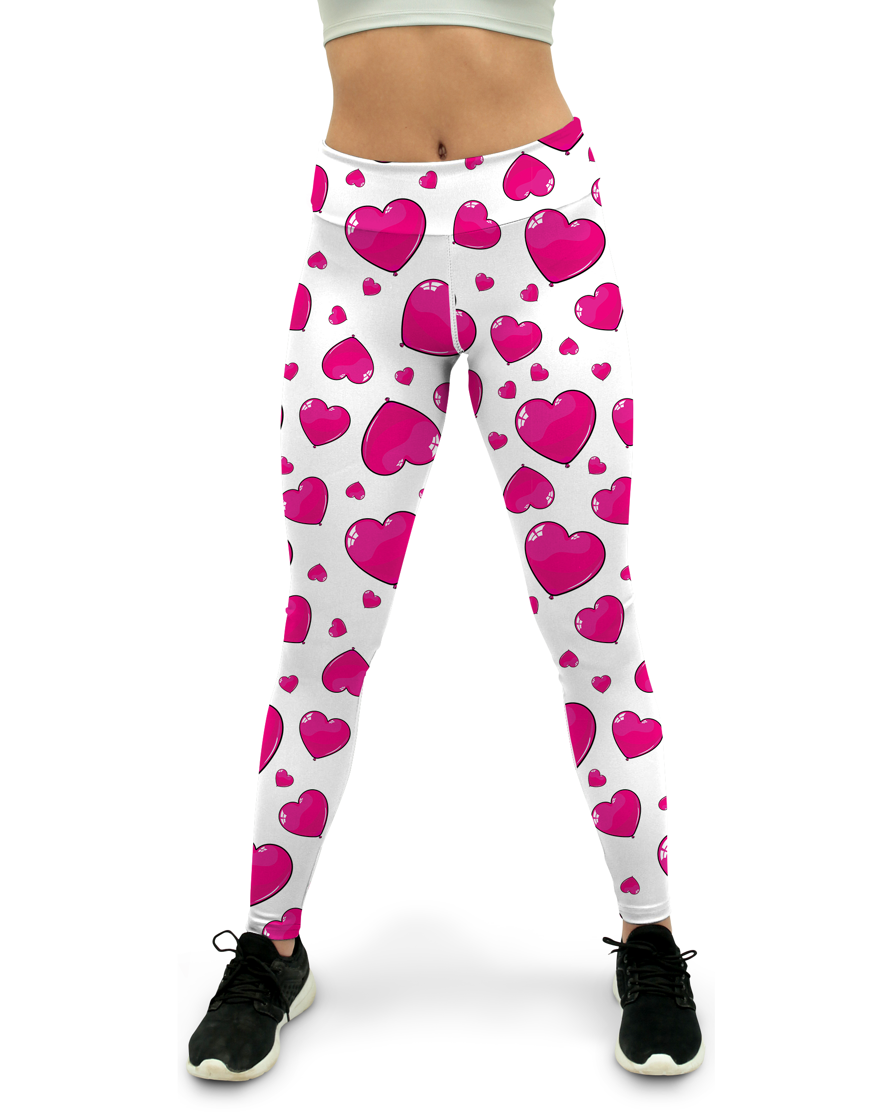 Pink Heart Shaped Balloon Yoga Pants - Gearbunch