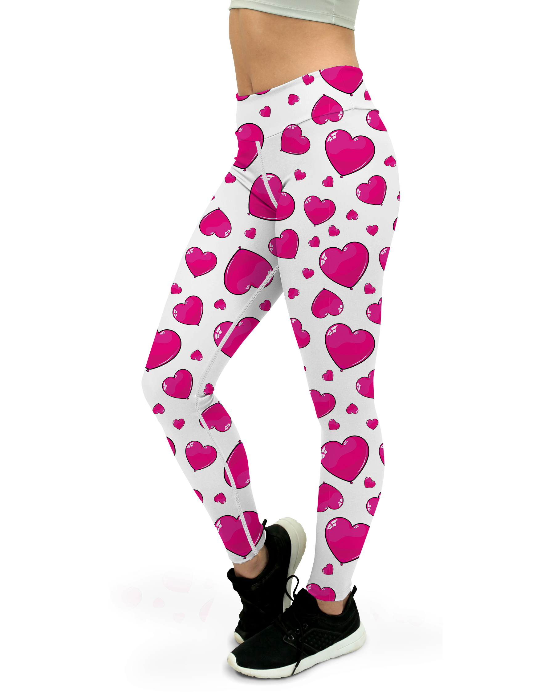 Pink Heart Shaped Balloon Yoga Pants - Gearbunch