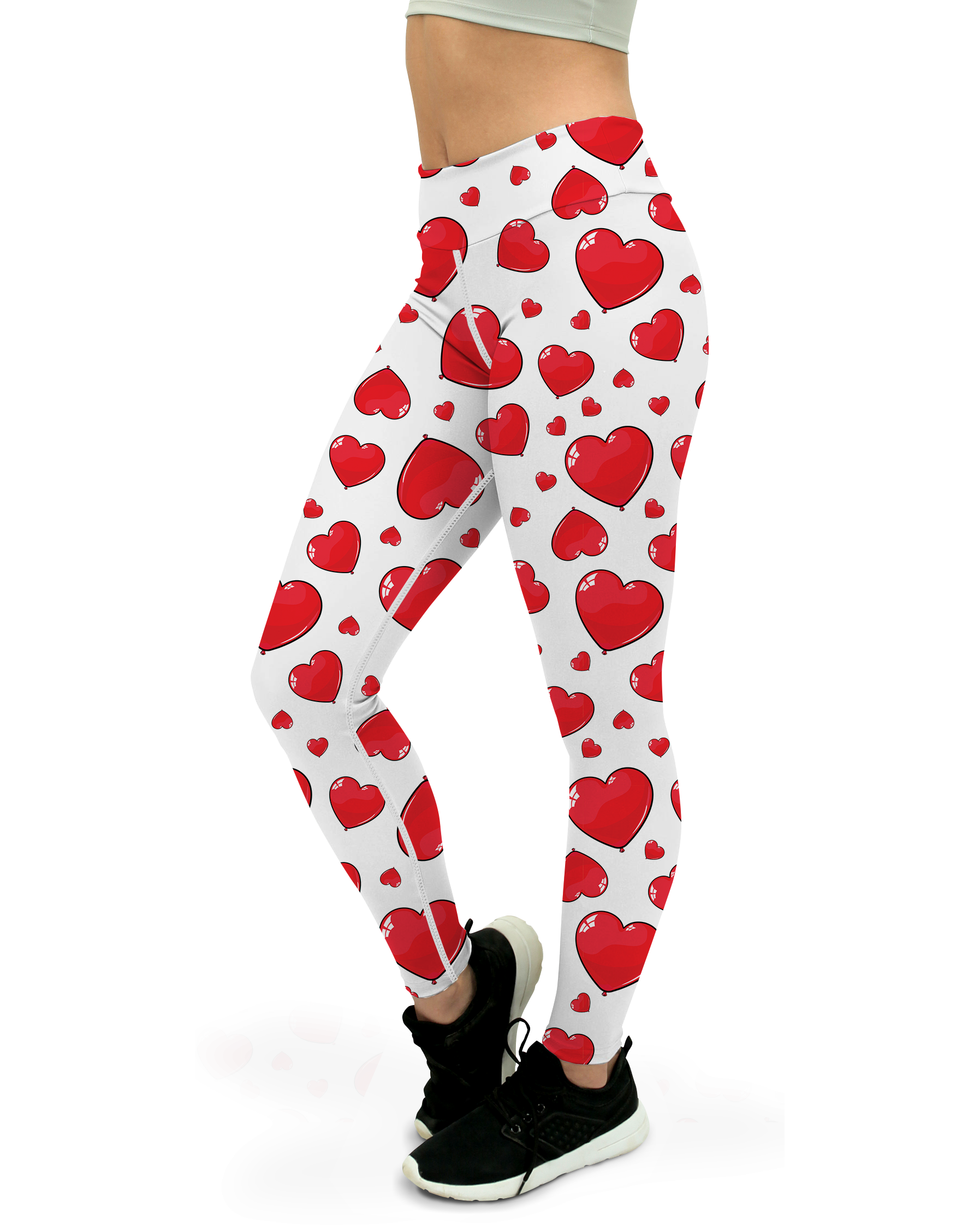 Red Heart Shaped Balloons Yoga Pants - Gearbunch