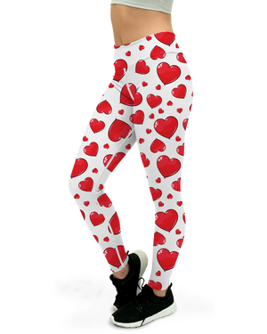 Red Heart Shaped Balloons Yoga Pants - Gearbunch