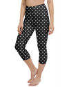 White Mini Hearts Black Yoga Capris - Gearbunch