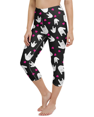 Sign Language I Love You Yoga Capris - Gearbunch