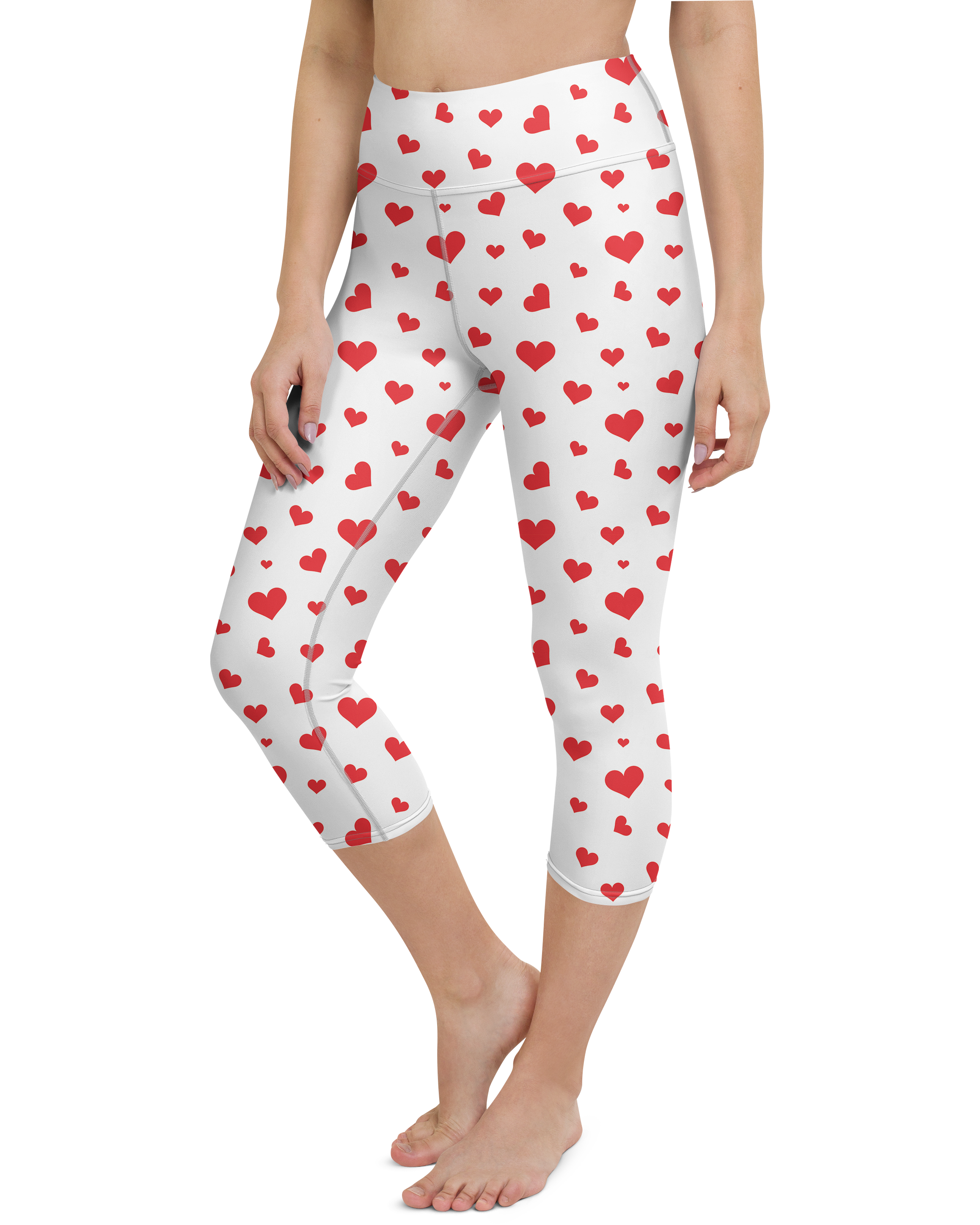 Red Hearts Yoga Capris - Gearbunch