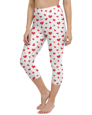 Red Hearts Yoga Capris - Gearbunch